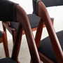 4x Vintage Armchair Teak Textile Black 1970s 5