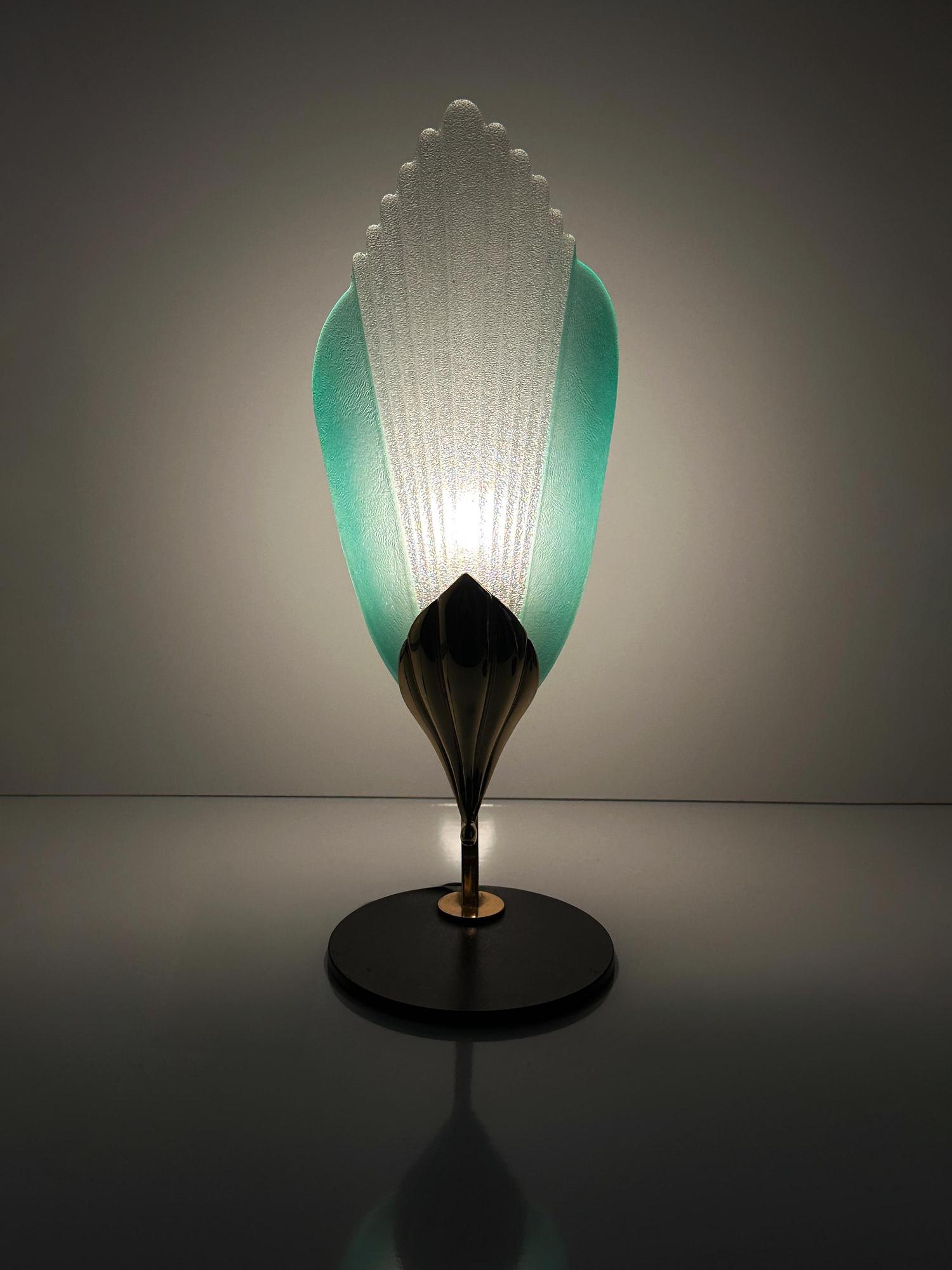 2x Vintage table lamp glass brass 1980s 5