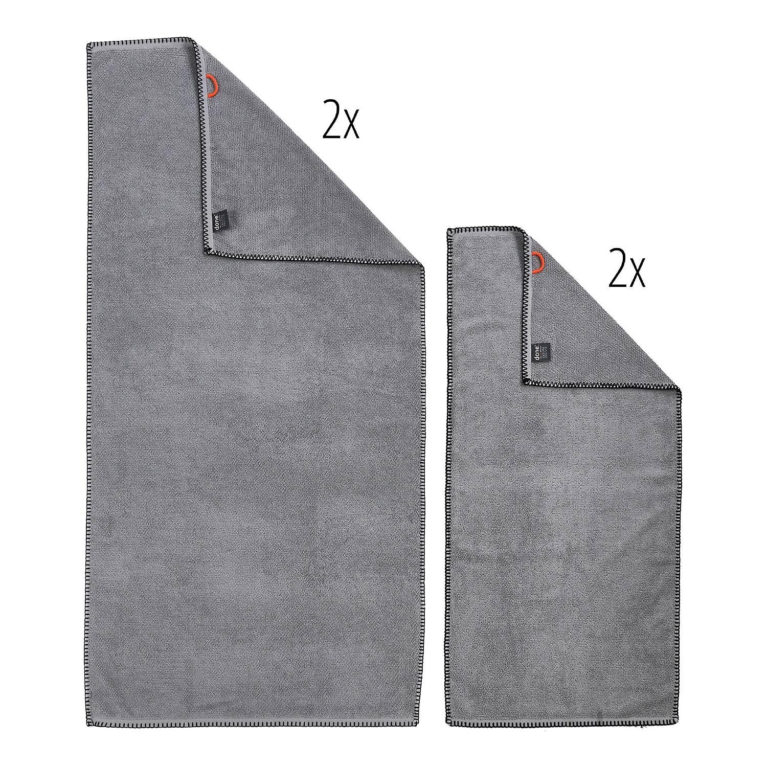 Towel Deluxe Prime Set of 4 Cotton Fabric Grey 1