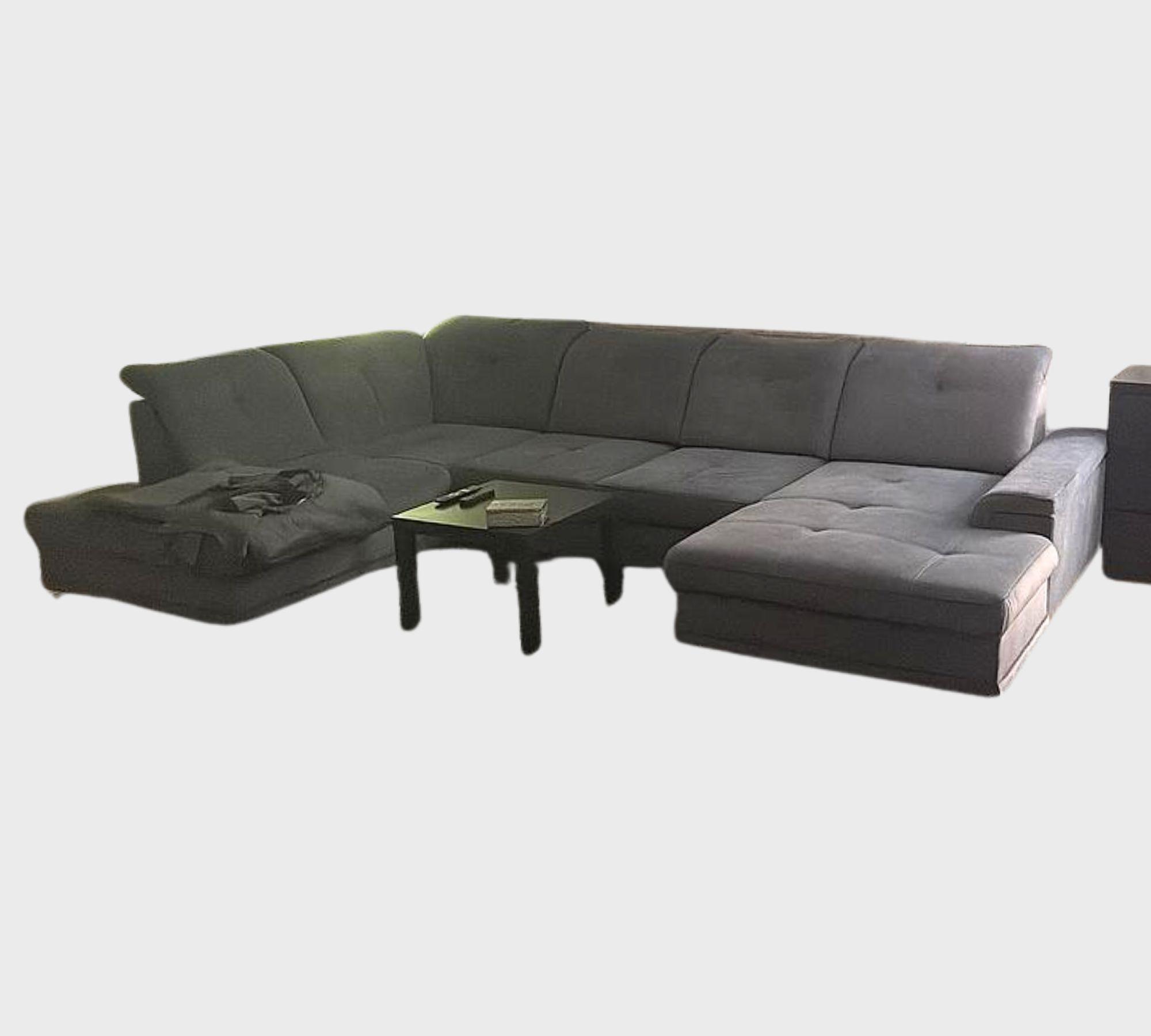 Ecksofa mit Schlaffunktion und Bettkasten Grau 0