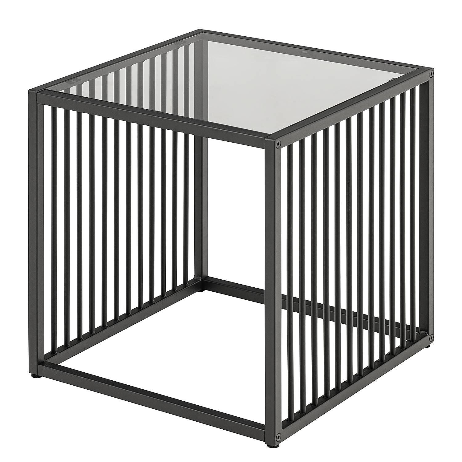 Tavolino Mephisto Vetro Metallo Nero 1