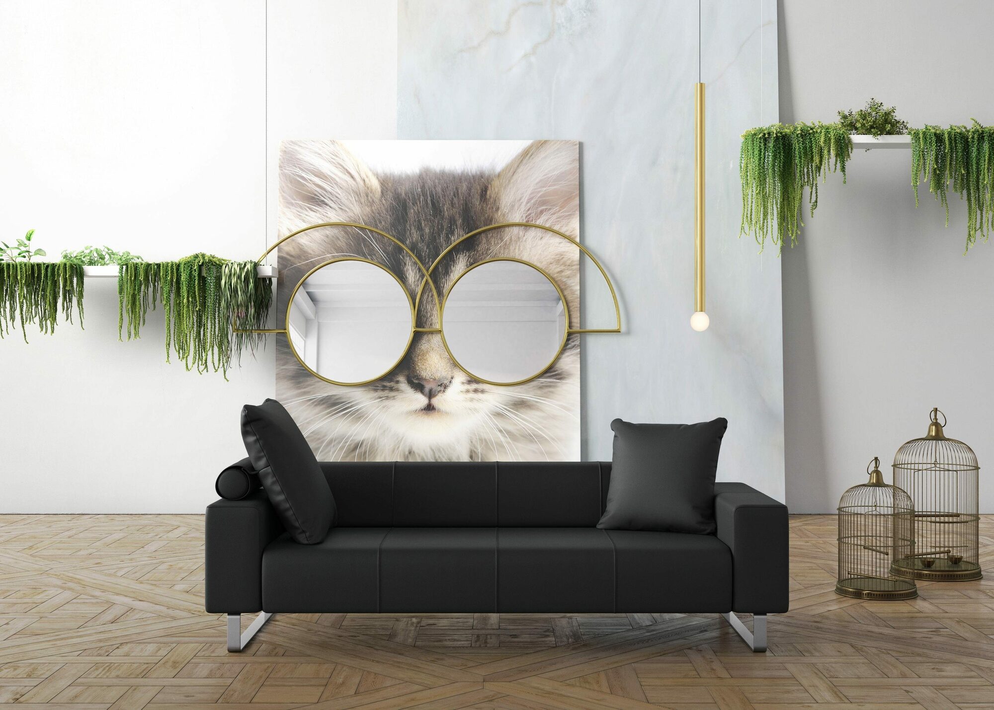 Groove Sofa 3-Sitzer Leder Schwarz 0