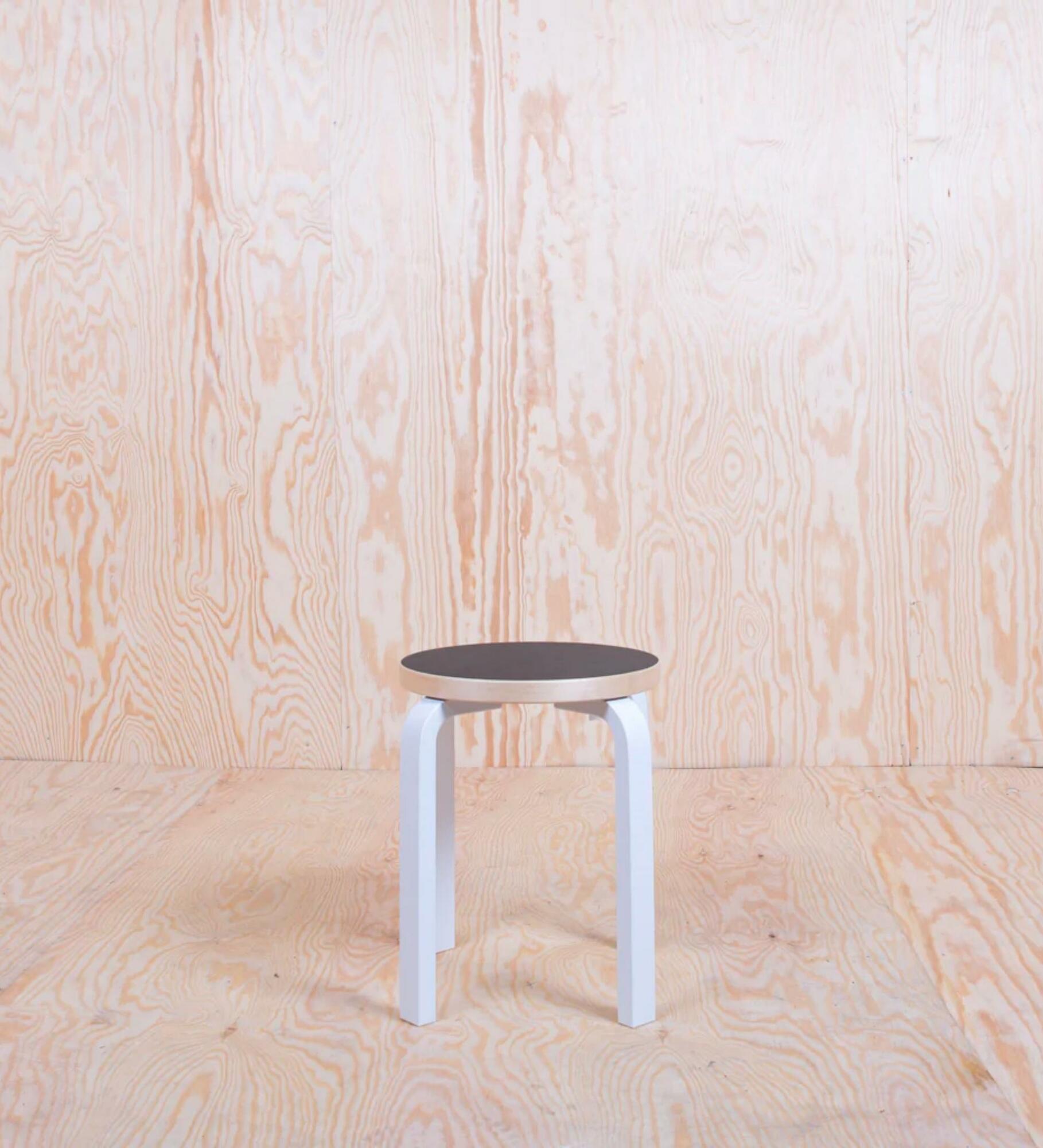 Hocker 60 Birke lackiert Weiß / Anthrazit 1