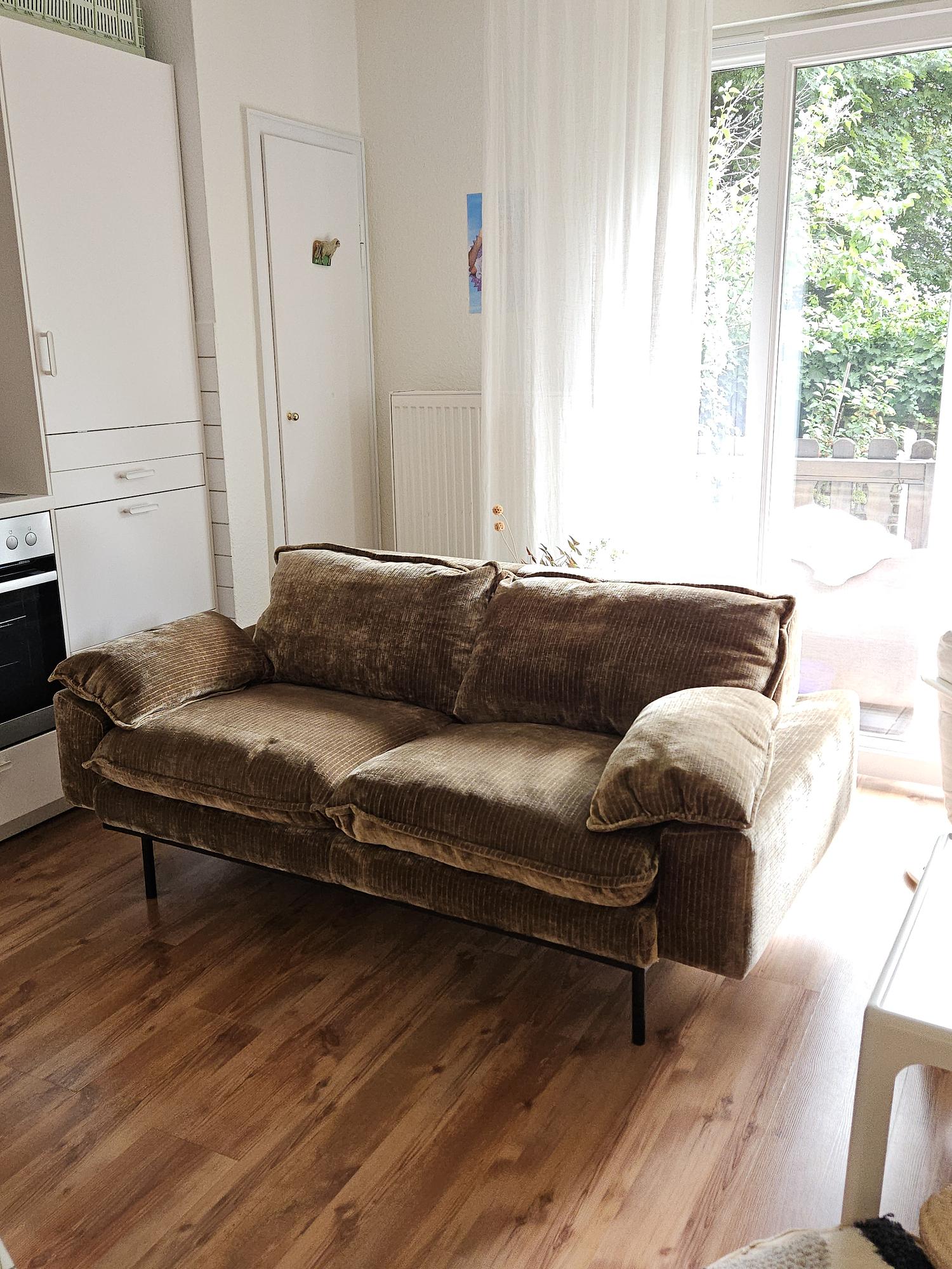 2-Sitzer Sofa Cordsamt Altgold 3