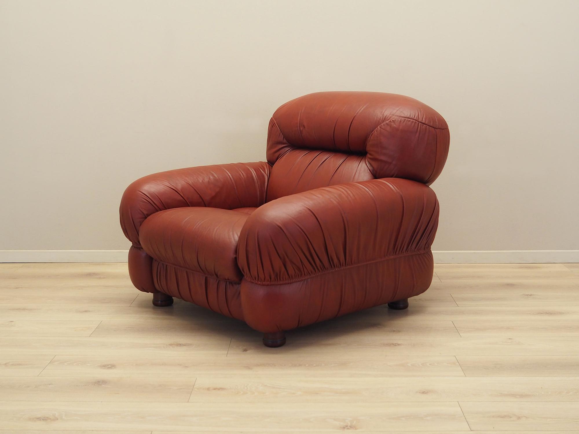 Sessel Leder Weinrot 1970er Jahre 3