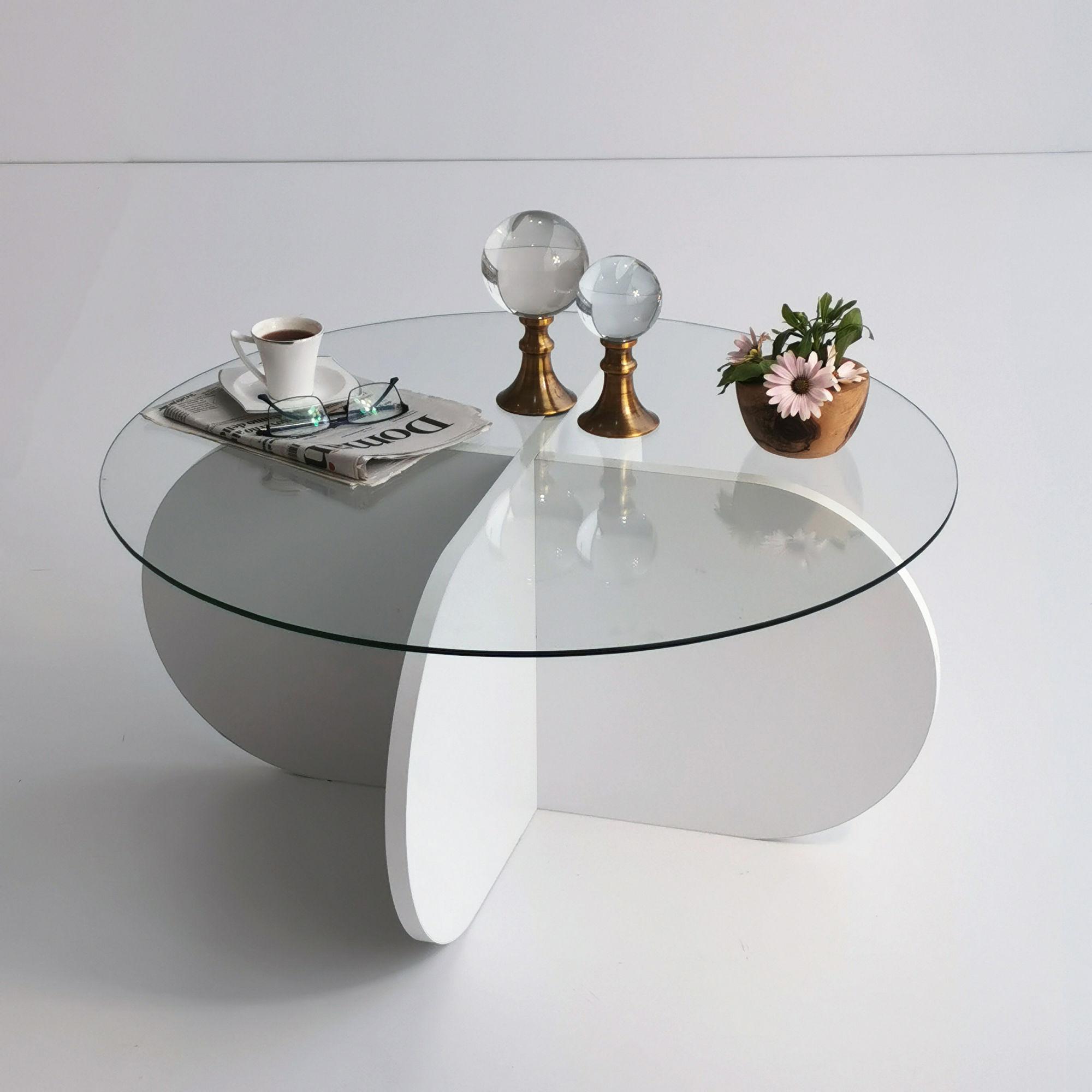 Bubble Coffee Table Safety Glass White Ø75cm 5