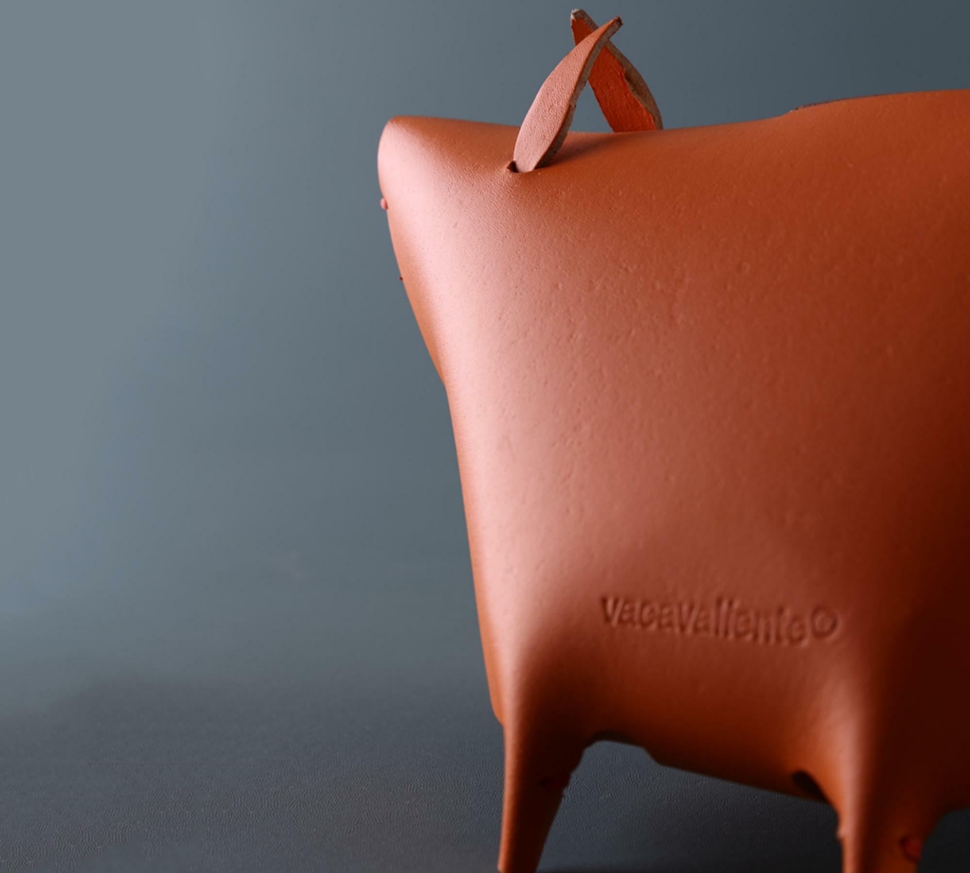 Sparschwein aus 100% Recyceltem Leder aus Spanien Braun 4