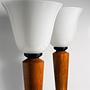 2x Vintage Art Deco Tischlampe Milchglas Holz 1980er Jahre 2