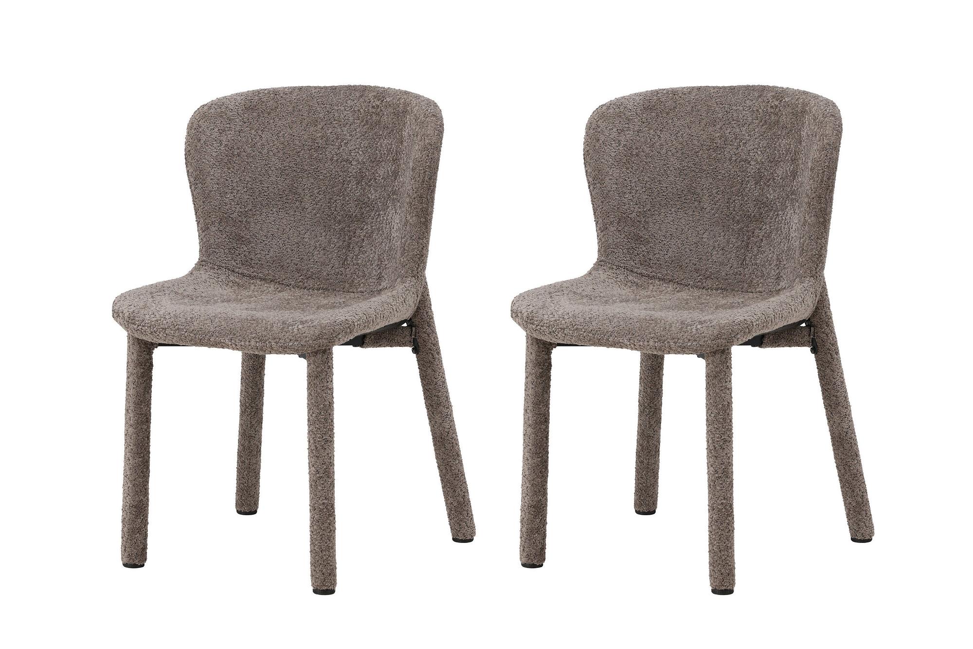 2x Astoria Esszimmerstuhl-Set Bouclé Braun 1