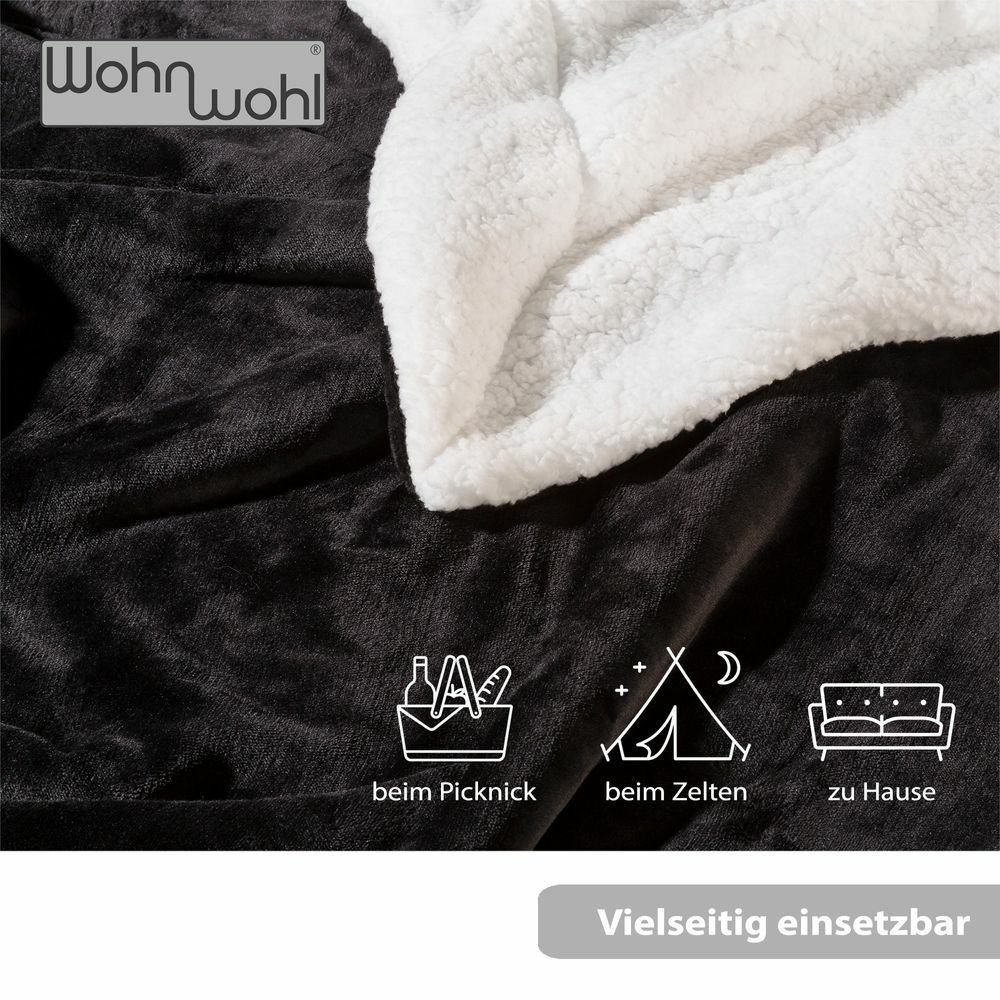 Wohndecke Sherpa Schwarz-Weiß 4