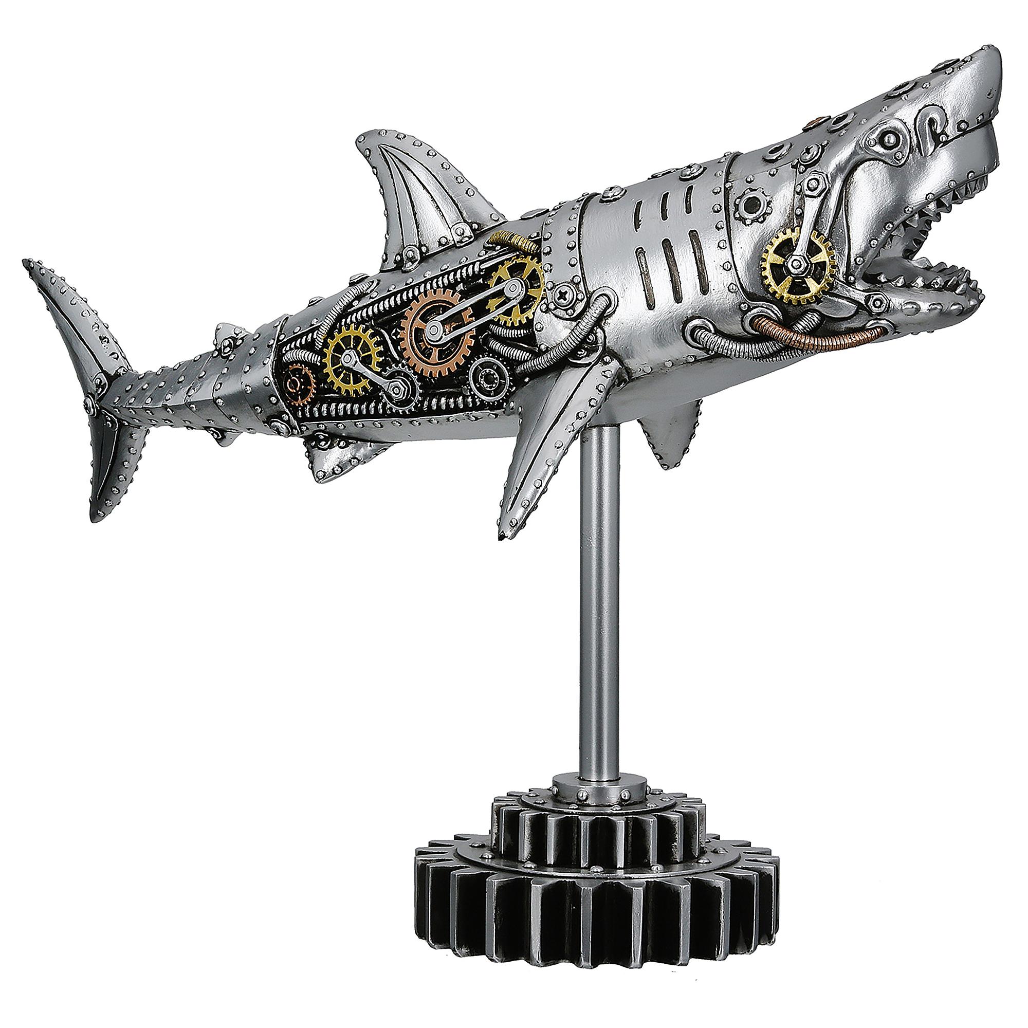 Figur Hai Steampunk Silber Kunstharz 38 x 29 x 12 cm 3