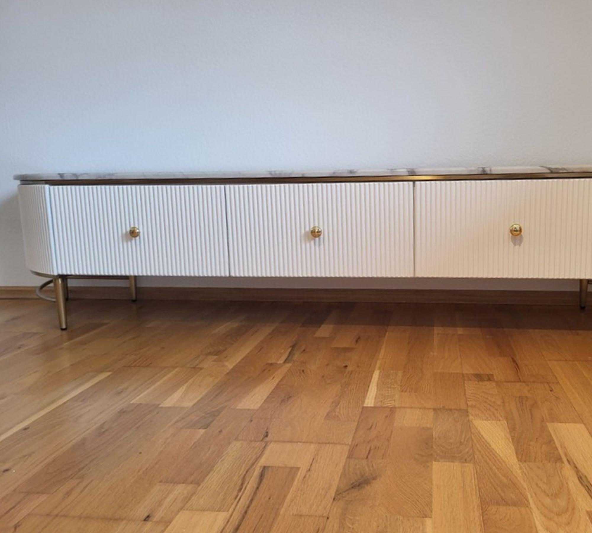 Lowboard Marmor Holz Weiß 4
