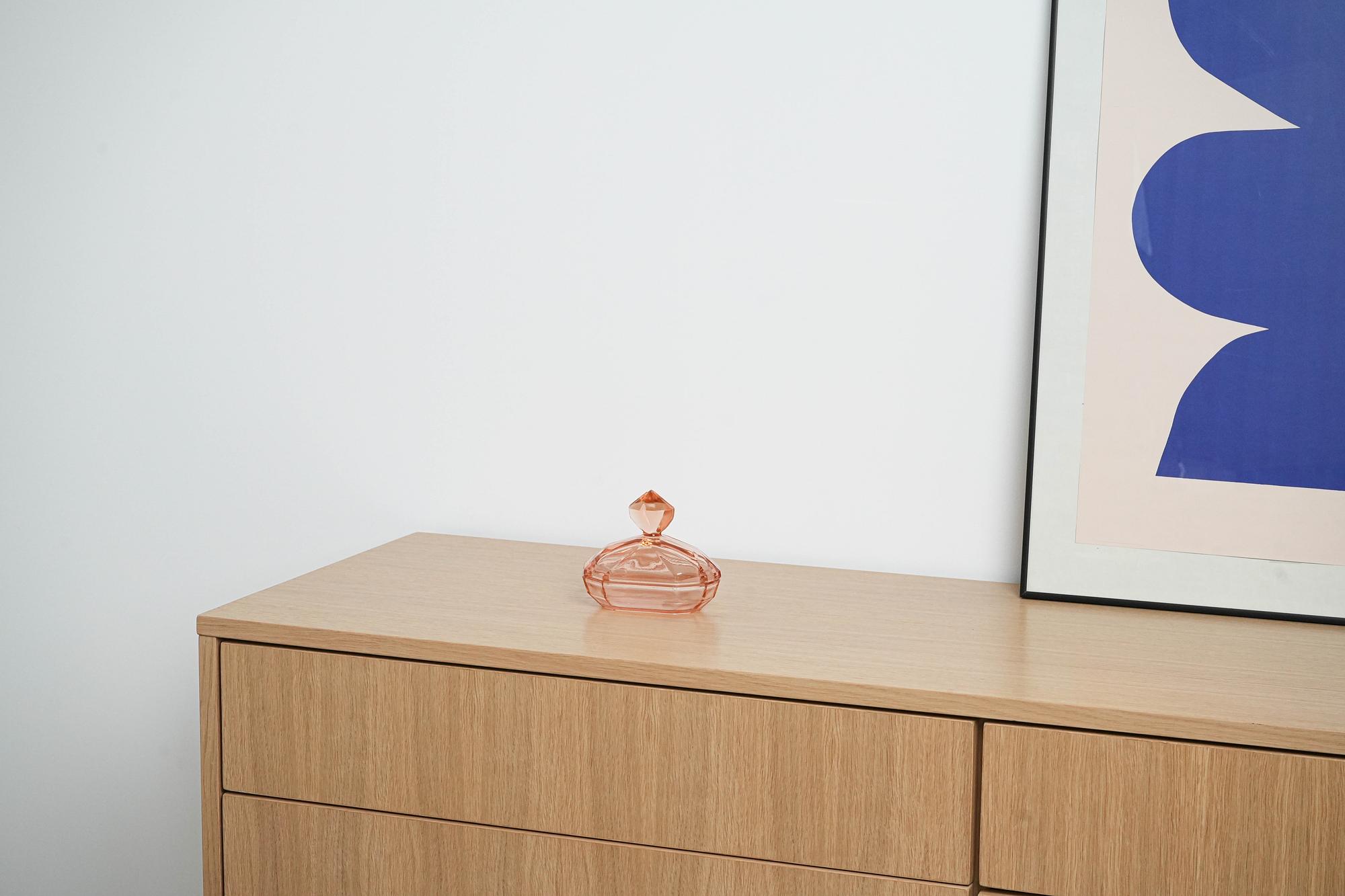 Art deco Butter dish Glass Pink 1930s 1