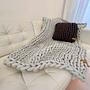 Cosima Chunky Knit Wolldecke Merinowolle Hellgrau 1