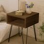Hairpin Nachttisch Holz Metall Nussbaum 0