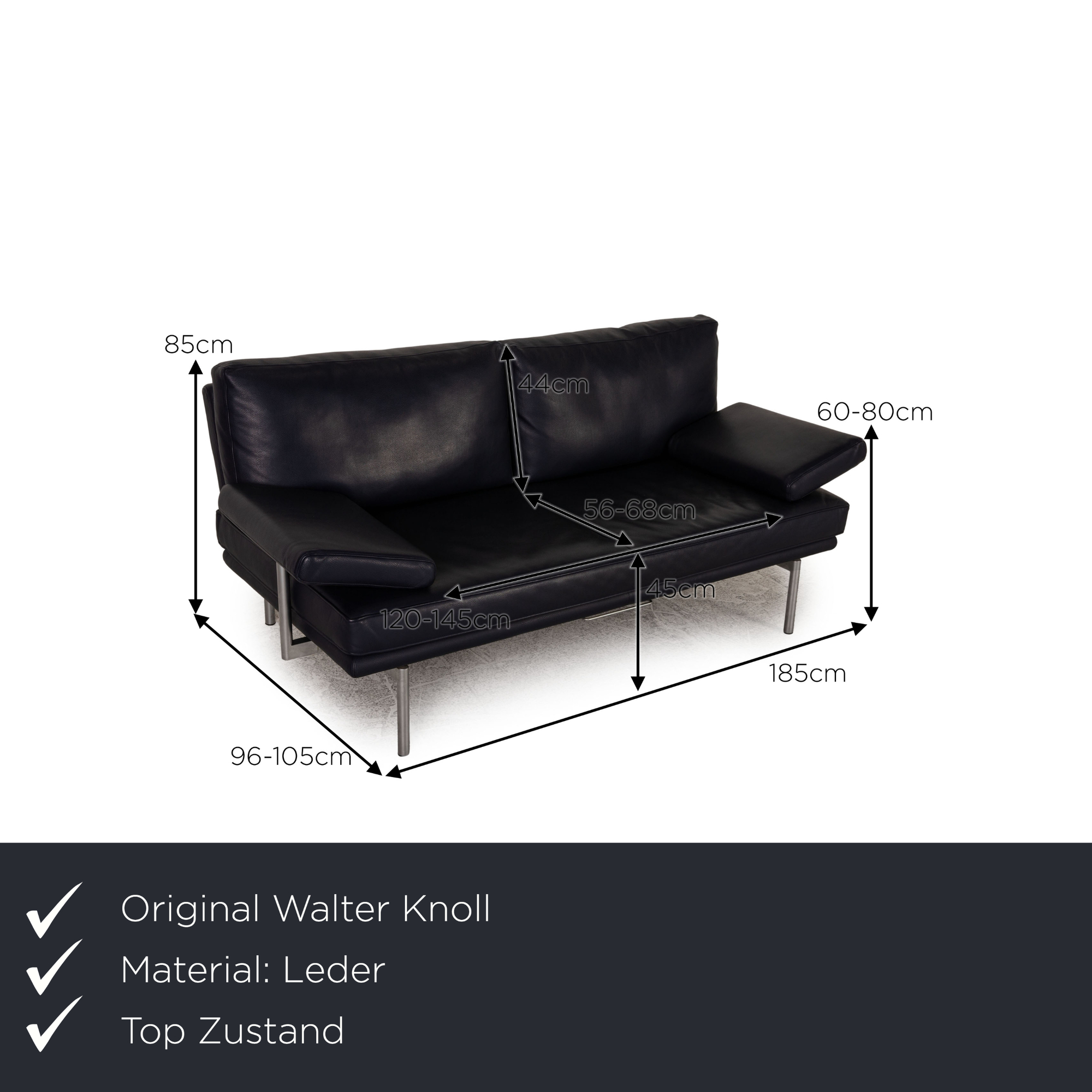 Living Platform Sofa 2-Sitzer Leder Dunkelblau 1