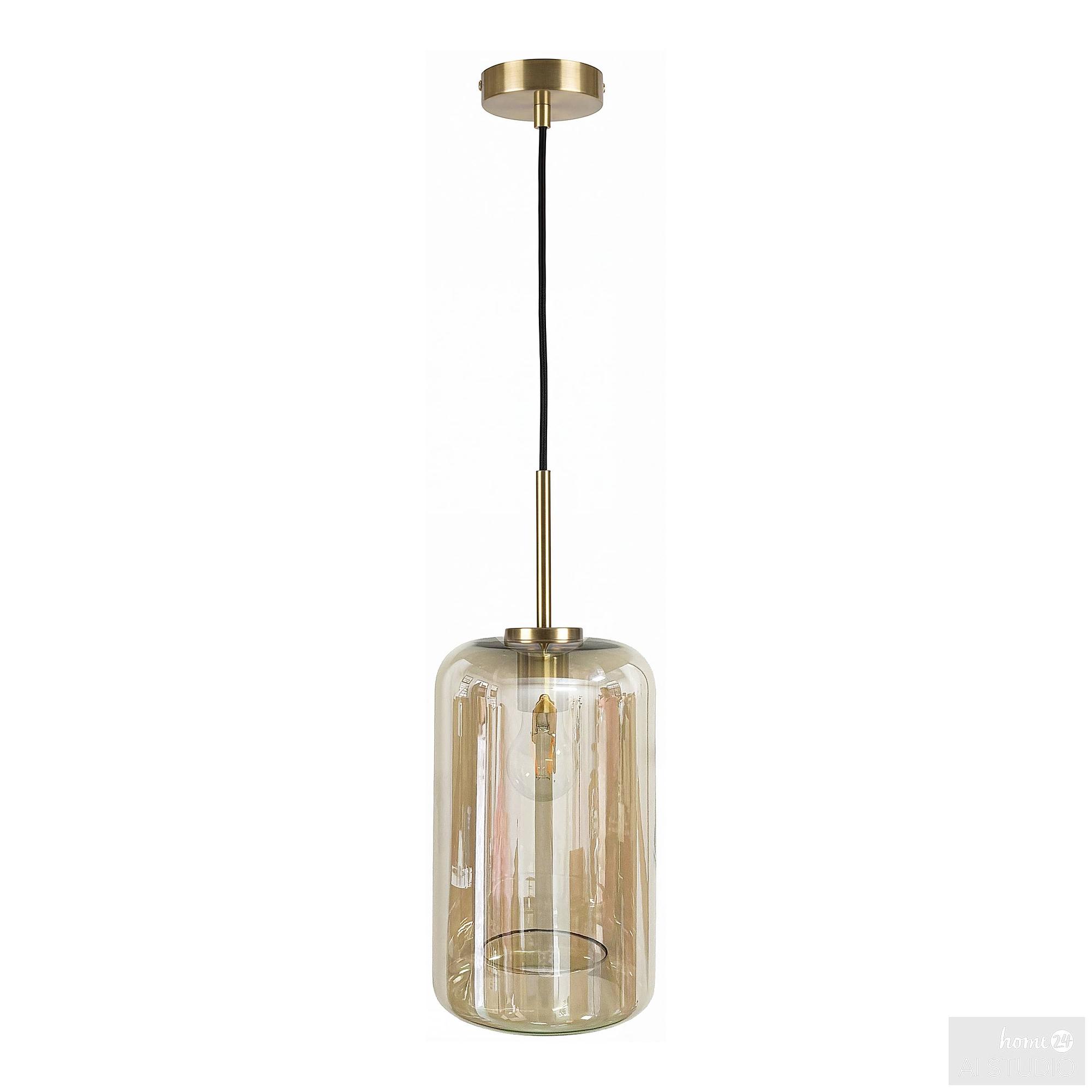 Zevro pendant light 1-bulb cylindrical shade colored glass iron 3