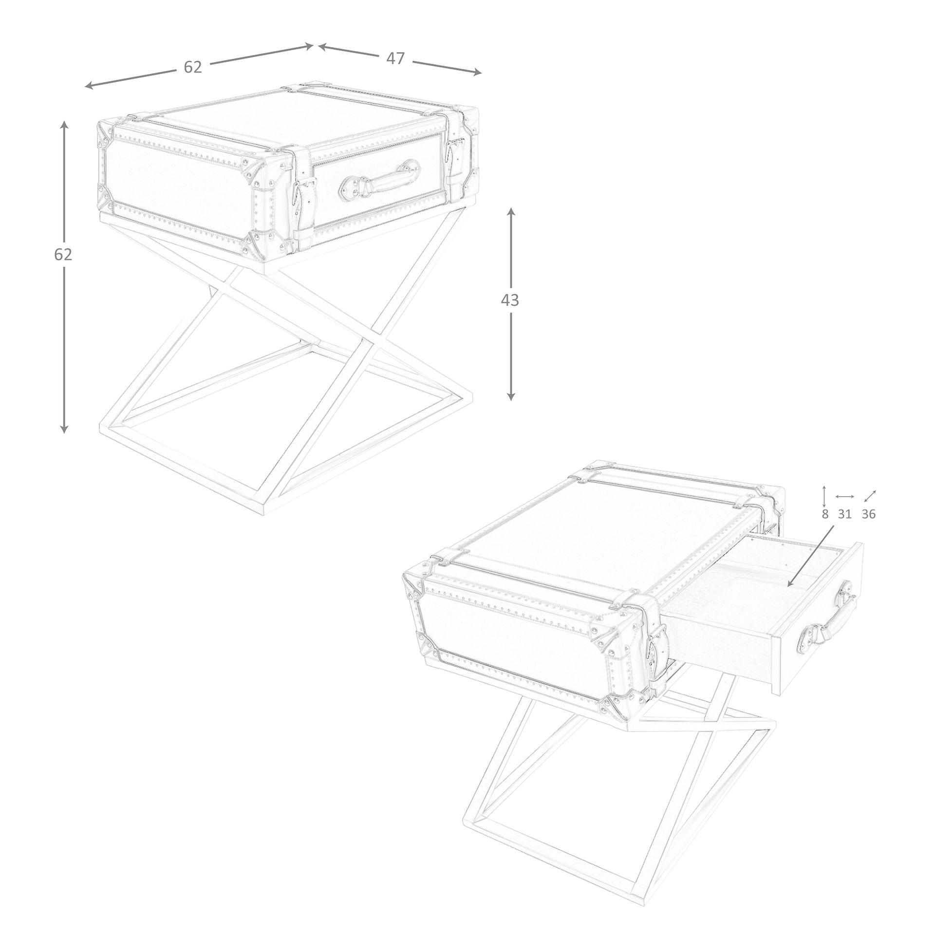 Eckbeistelltisch Leder Braun 8