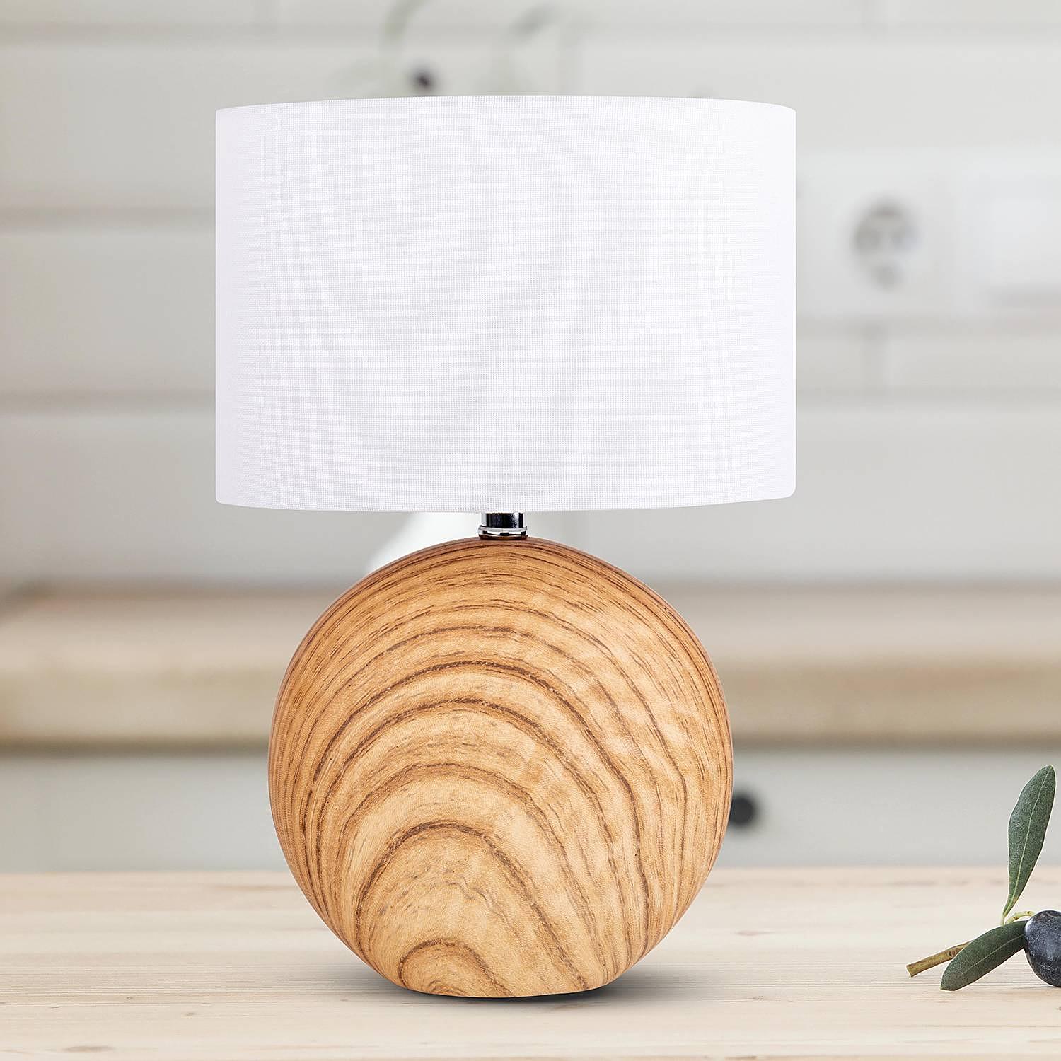 Tischleuchte Woody 1-Flammig Keramik Mischgewebe Braun  1