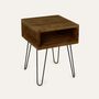 Hairpin Nachttisch Holz Metall Nussbaum 1