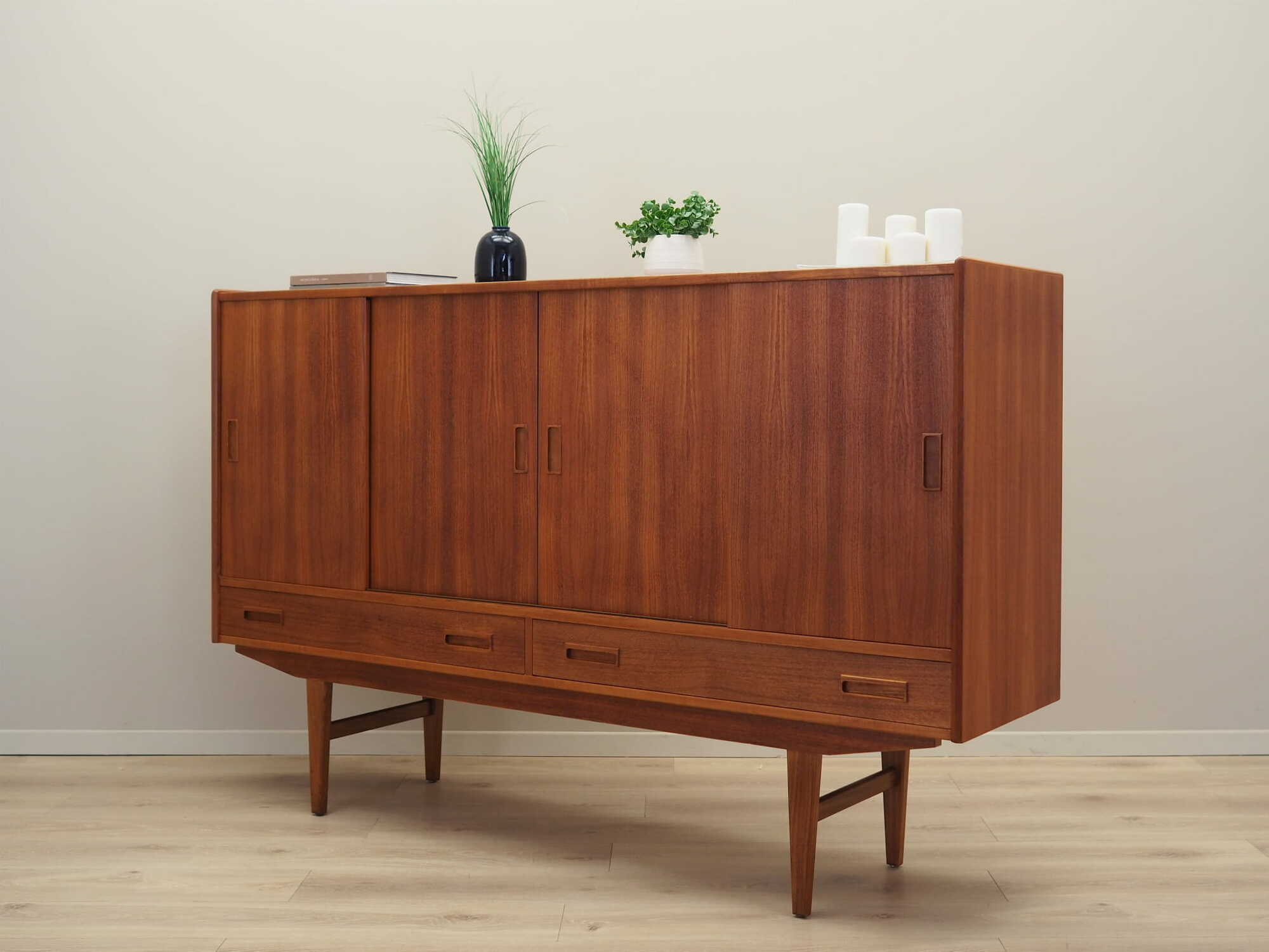 Vintage Highboard Teakholz Braun 1970er Jahre 3