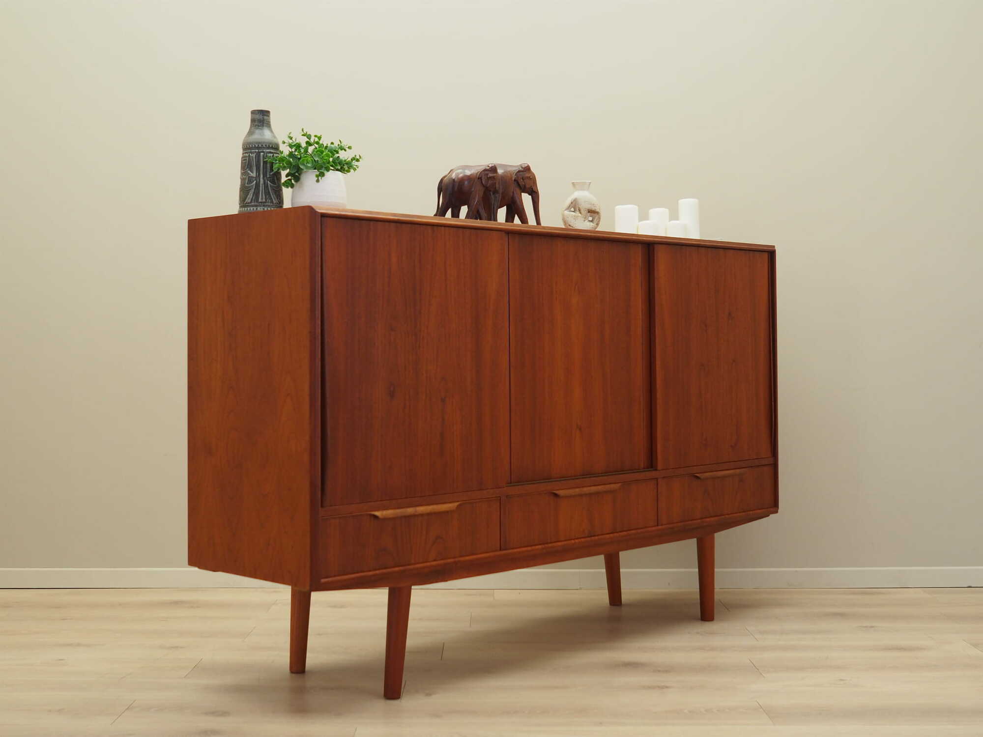 Highboard Teakholz Braun 1970er Jahre 5