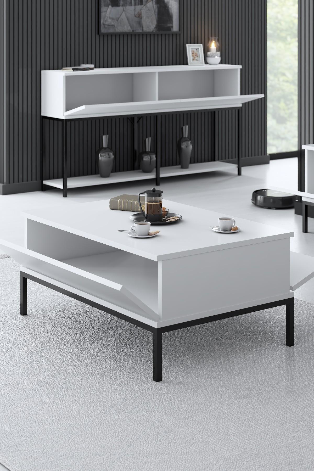 Lord Couchtisch Holzfurnier Schwarz Weiß 2