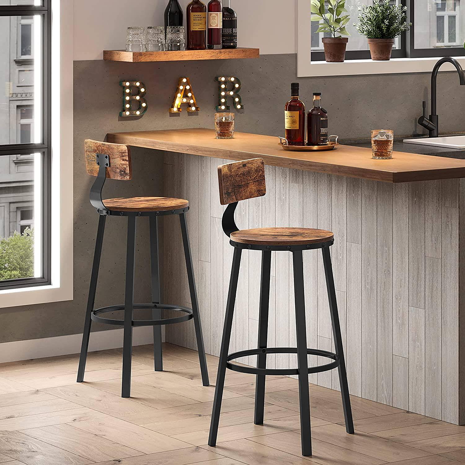 2x Paoli Bar Stool Reclaimed Wood Black 2