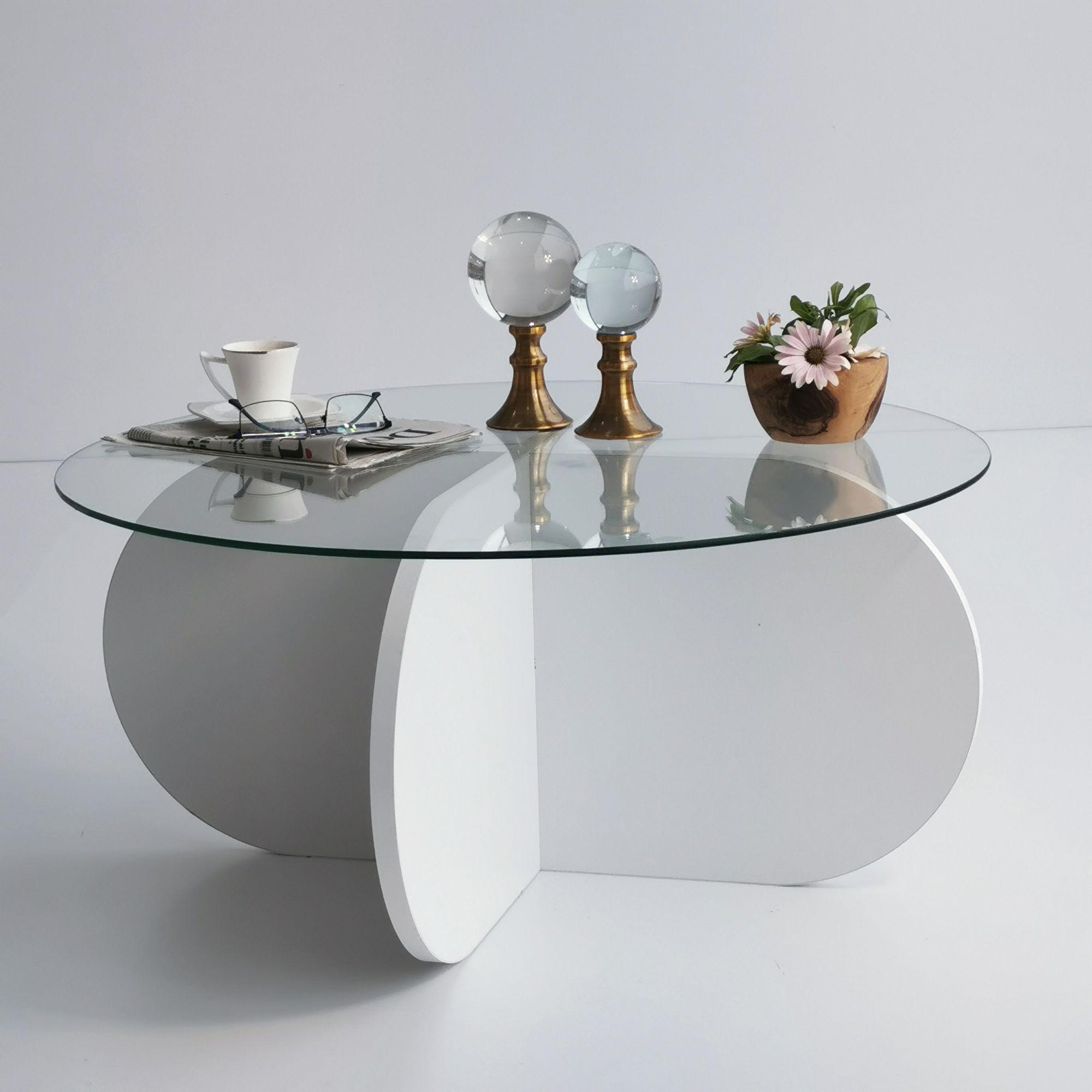 Bubble Coffee Table Safety Glass White Ø75cm 6
