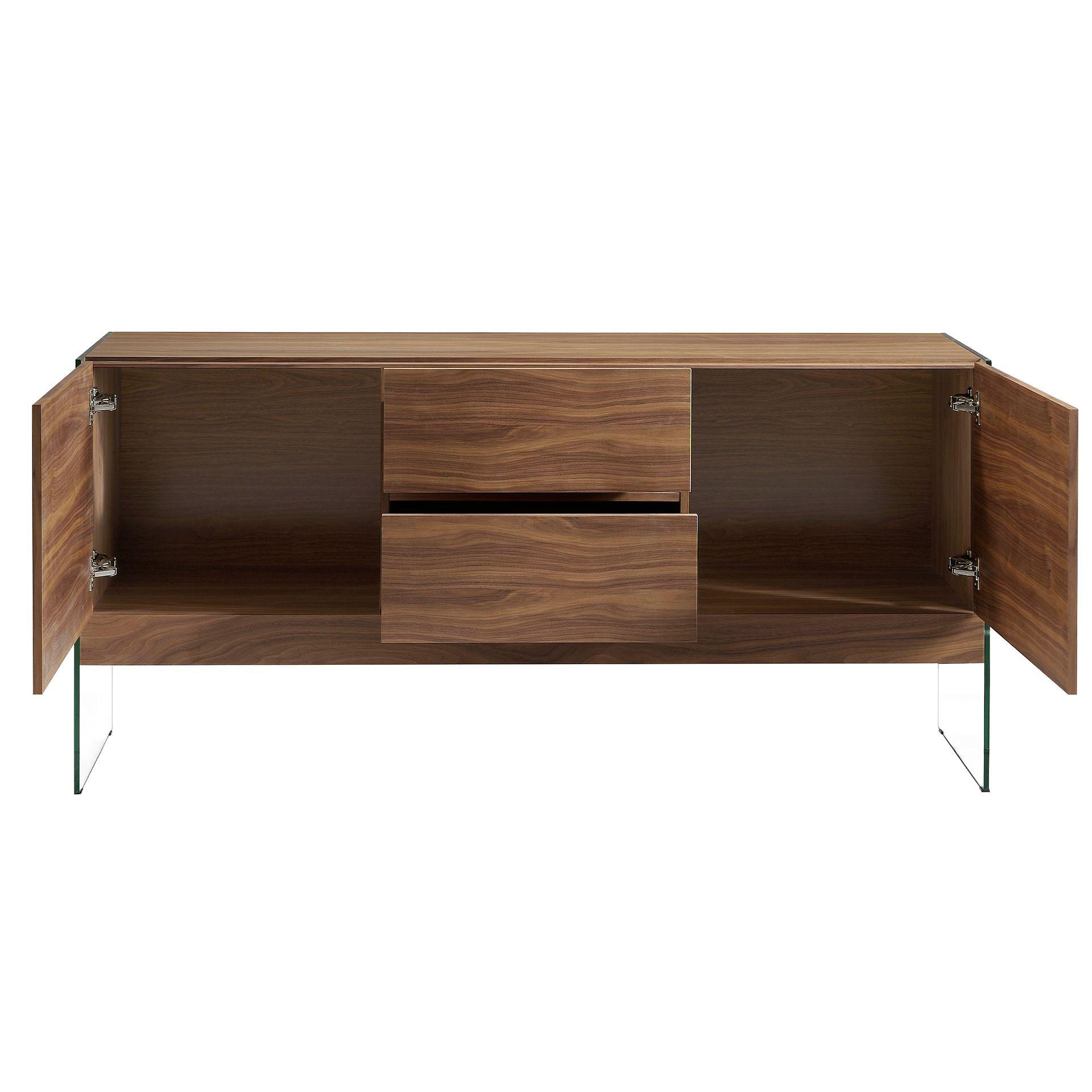 Credenza impiallacciatura di noce vetro marrone 3