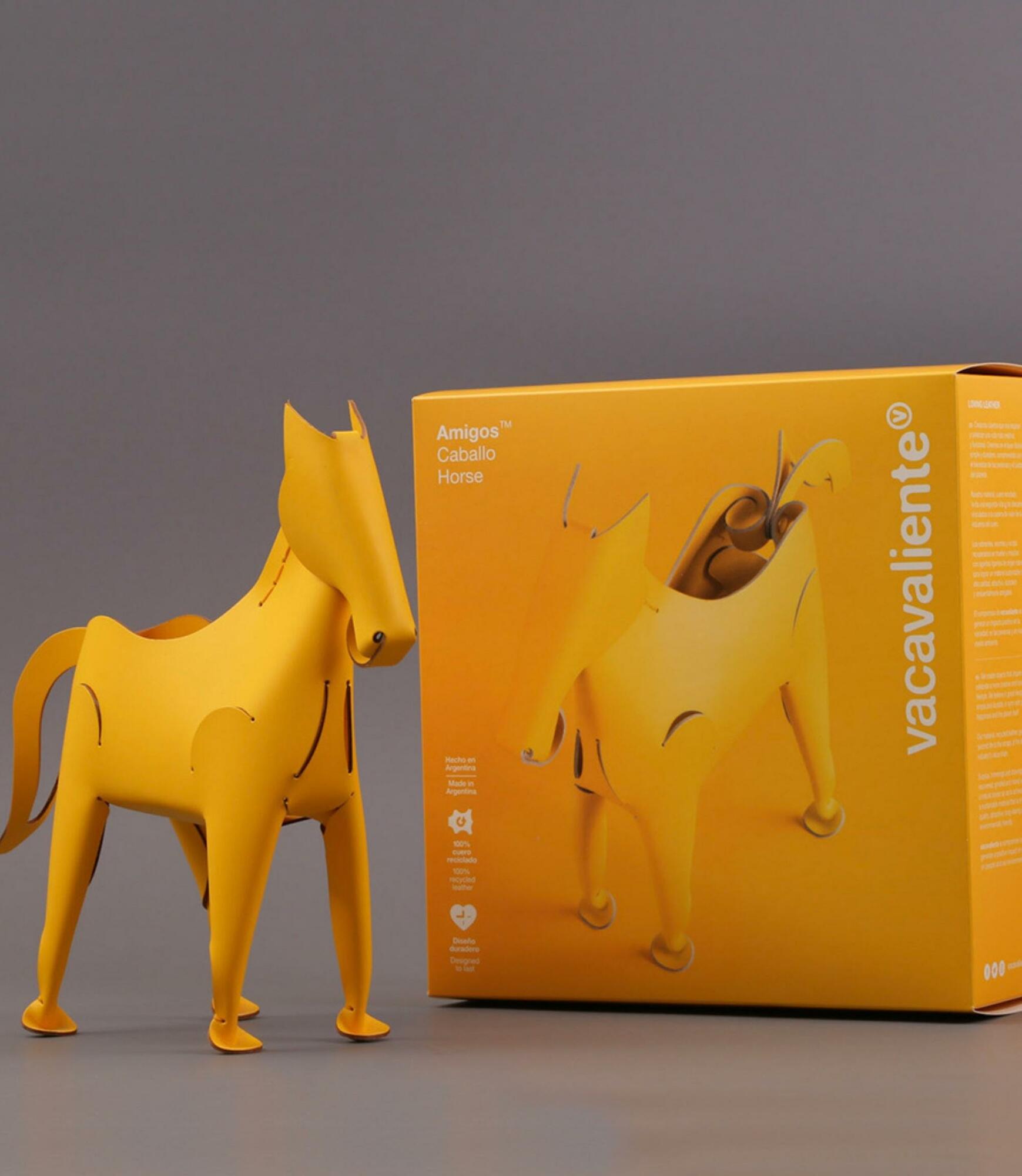 Pferd Schreibtischhelfer aus 100% Recyceltem Leder Gelb 2