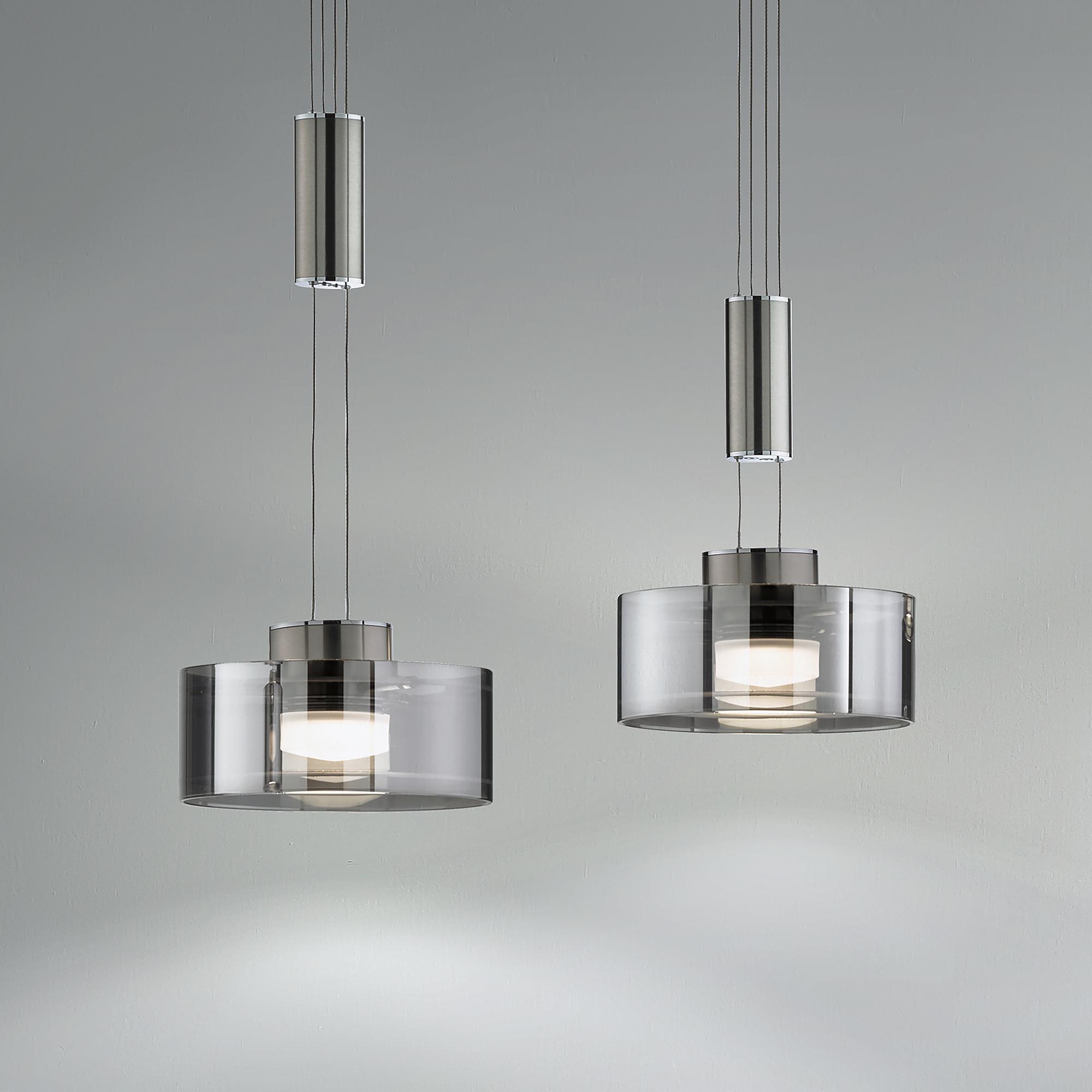LED-Pendelleuchte Lavin Eisen Rauchglas Matt Nickel 0