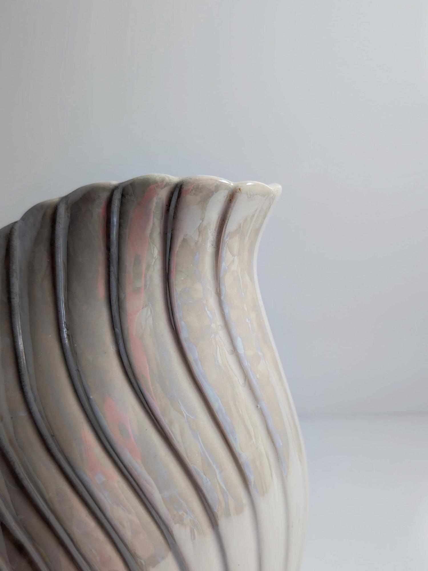 Vintage Blumenvase Keramik Perlmutt 1980er Jahre 2