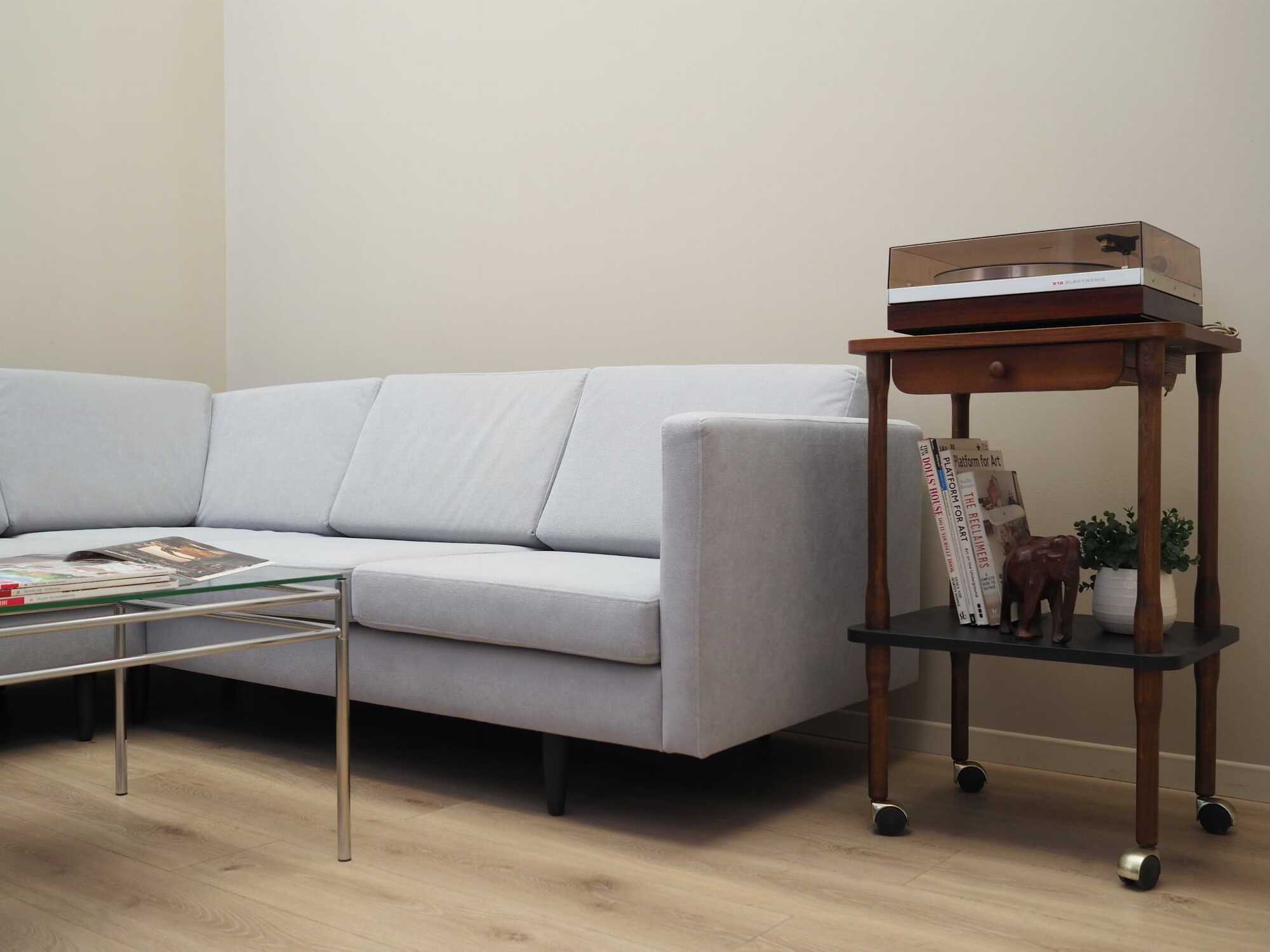 Corner sofa textile grey 1990s 3