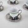 Espressotassen-Set Porzellan Silber Weiß 1980er Jahre 5