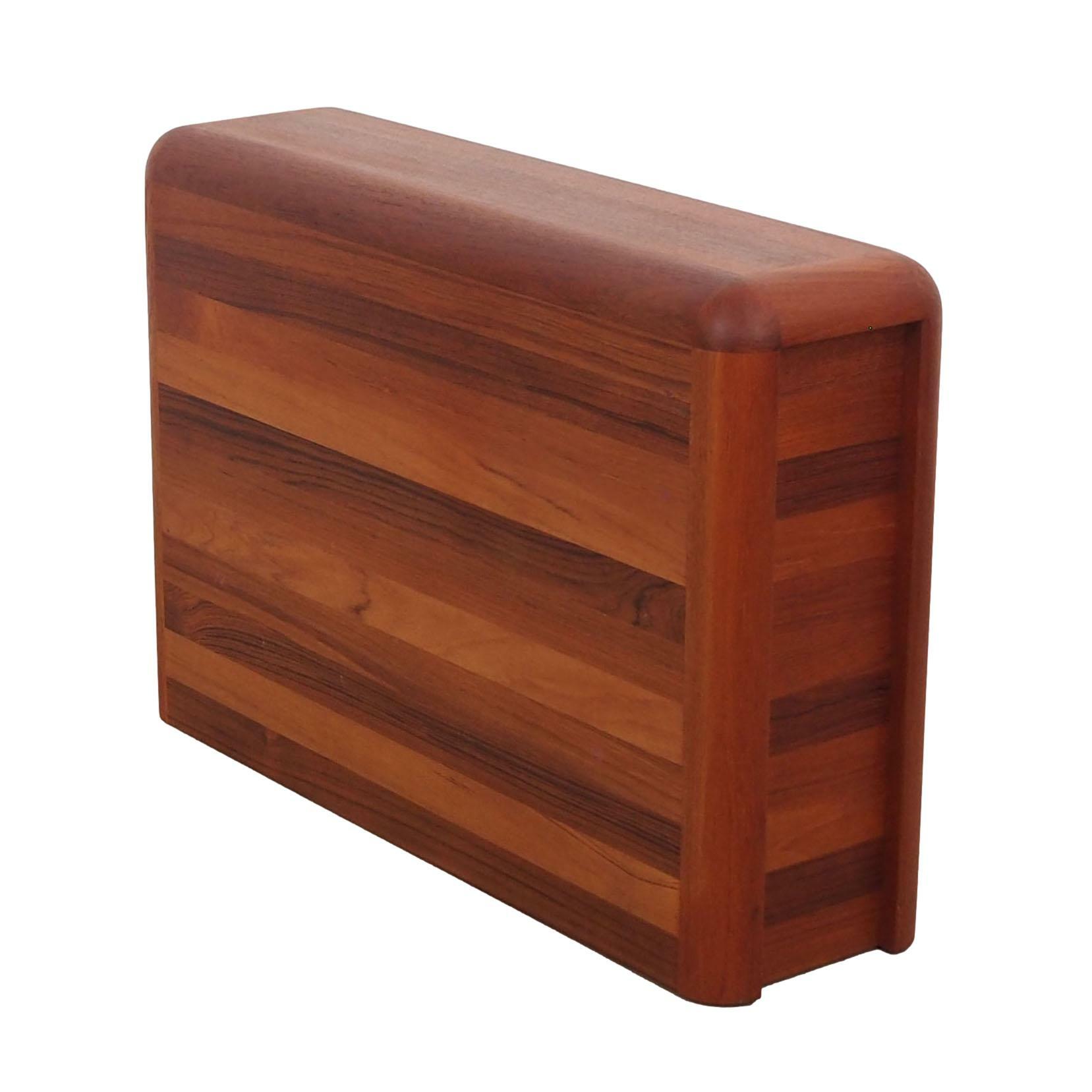 Vintage Newspaper Holder Teak Wood Brown 1970s 0