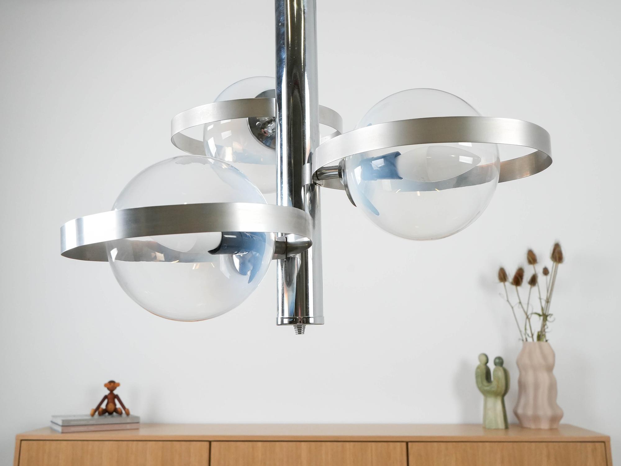 Space Age pendant lamp metal white 1970s 10