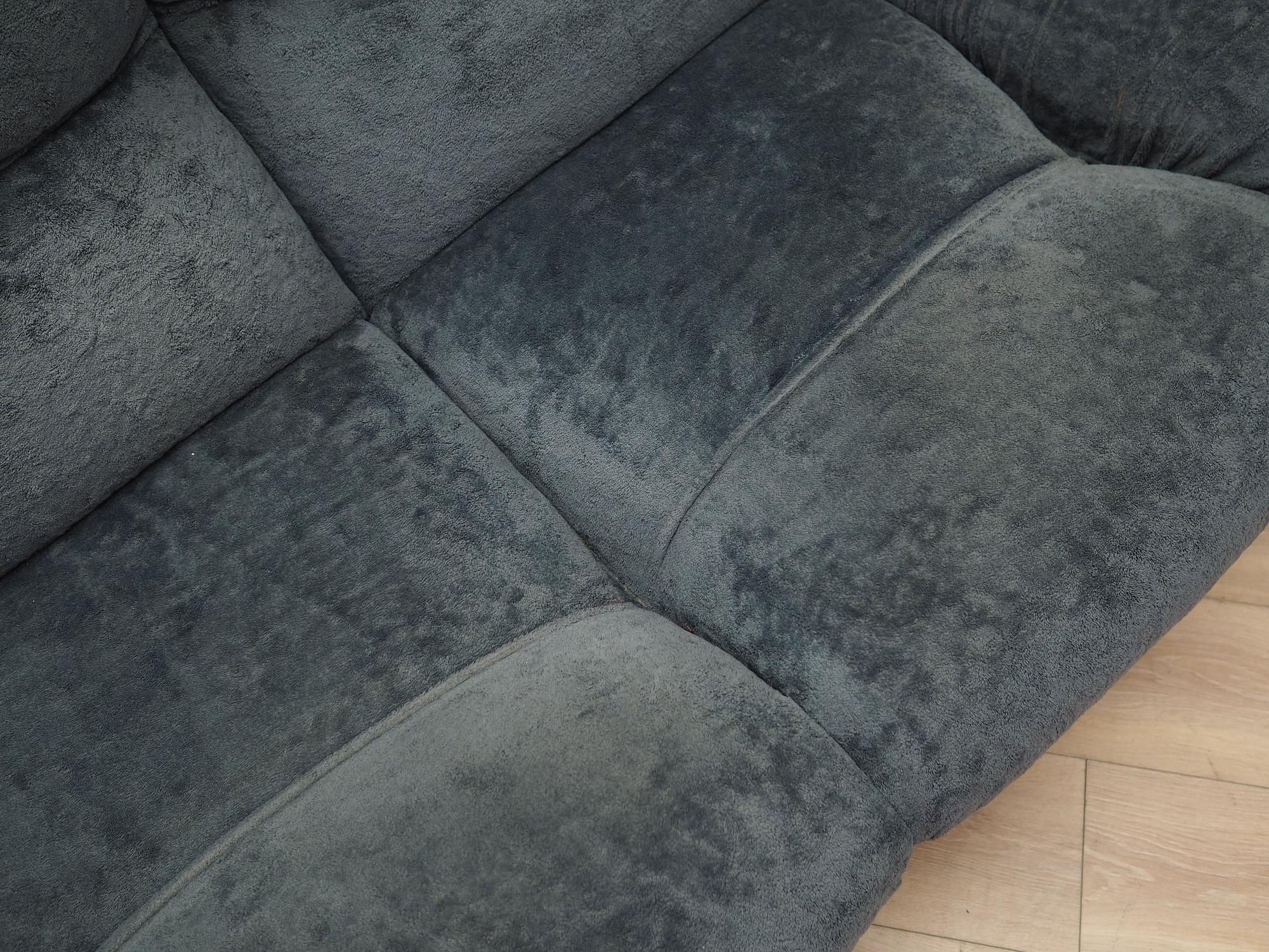 2-Sitzer Sofa Velours Blau 1970er Jahre 11