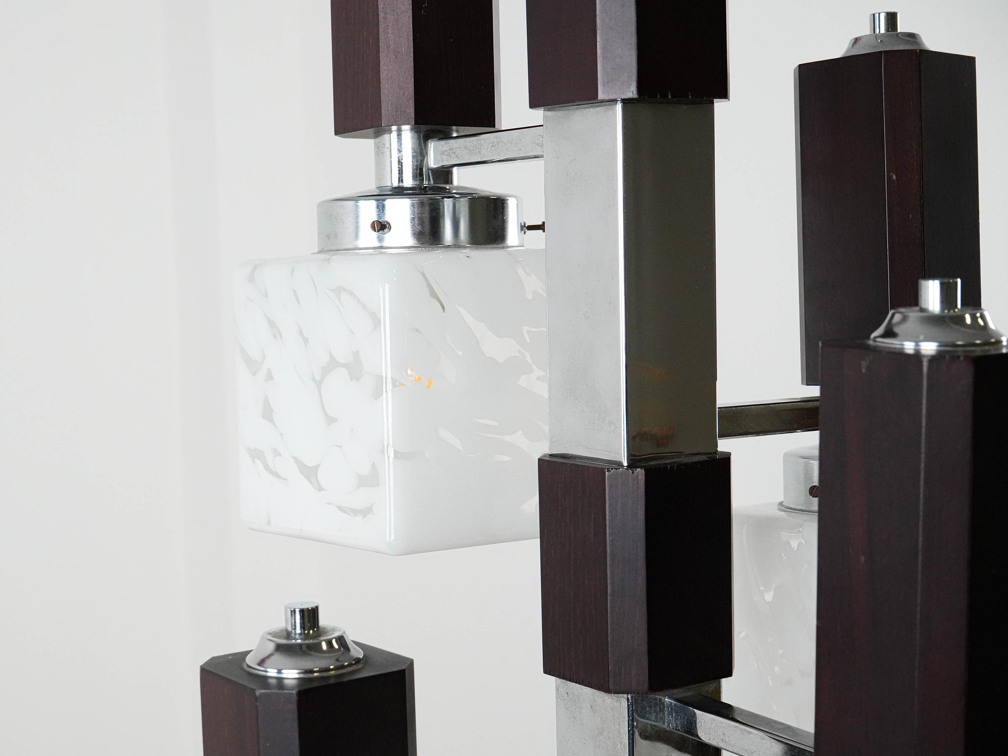 Hängelampe Glas Metall 1970er Jahre 9