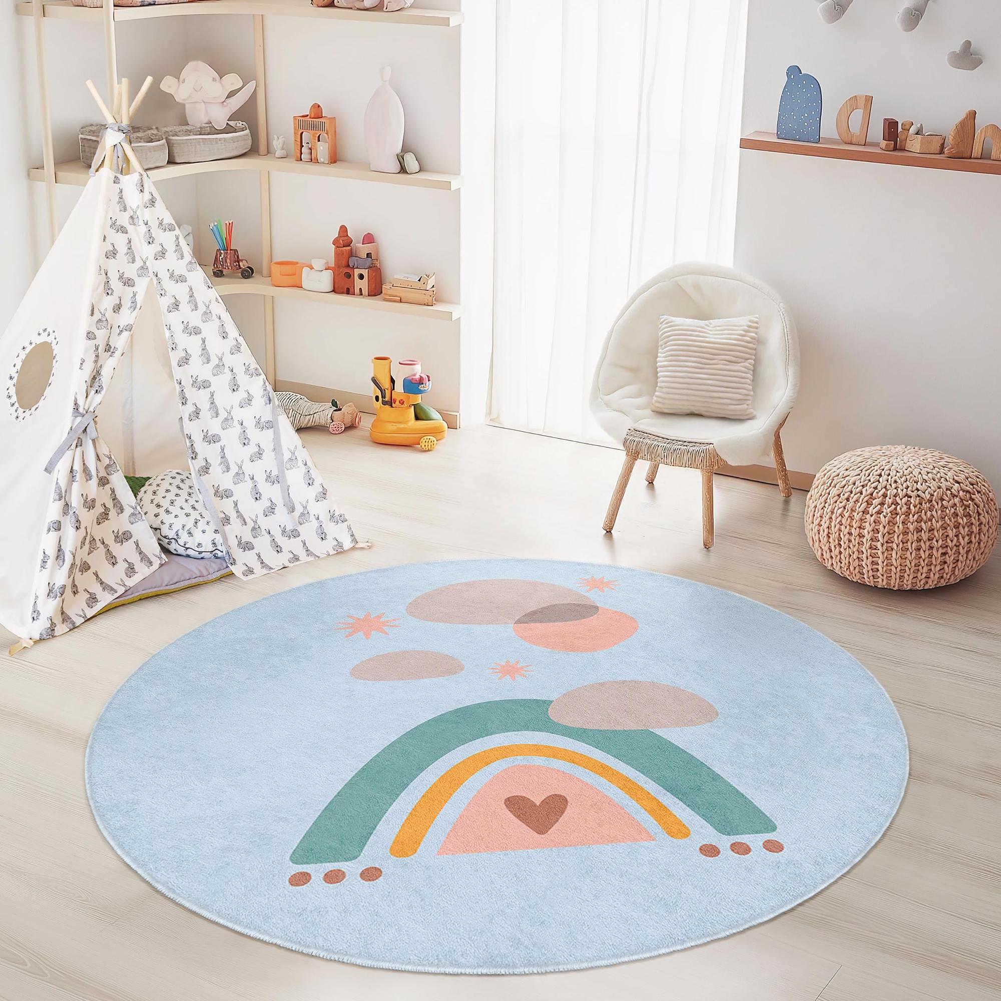 Tappeto per bambini arcobaleno multicolore Ø180cm 2