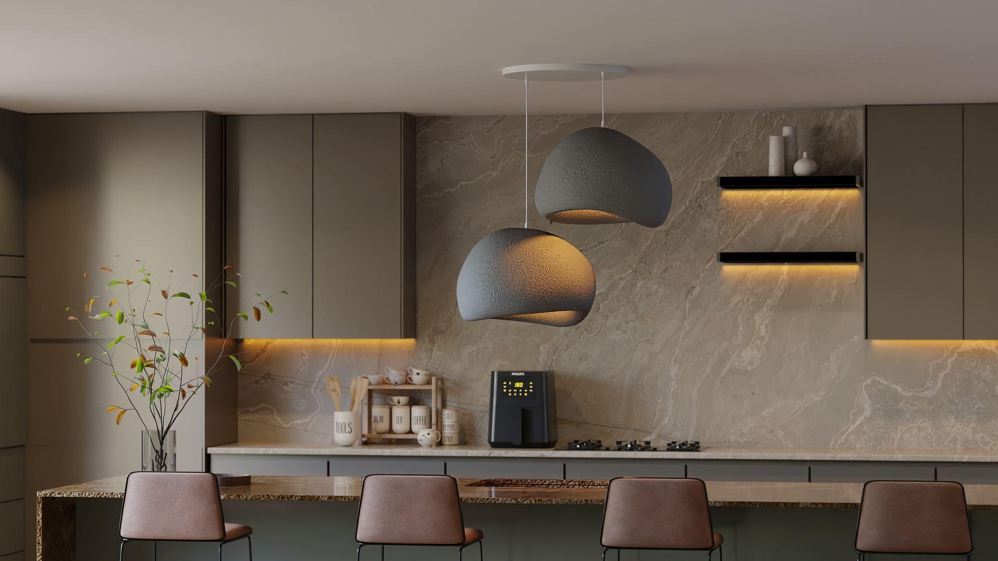 2-Flammig Wabi Sabi Barecasts Pendelleuchte Beton Grau 4