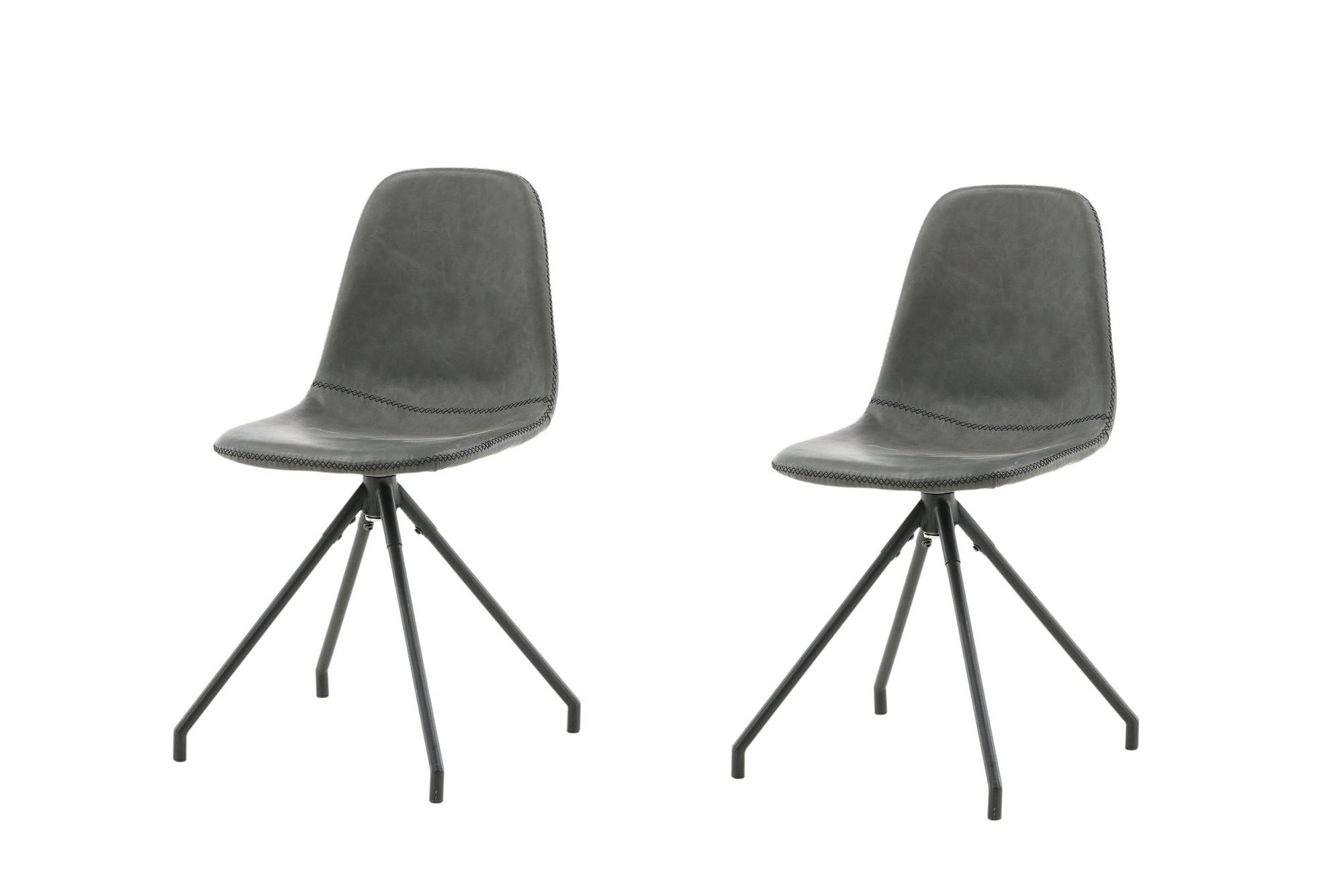 2x Polar Esszimmerstuhl-Set Mit Drehfunktion PU Schwarz 0