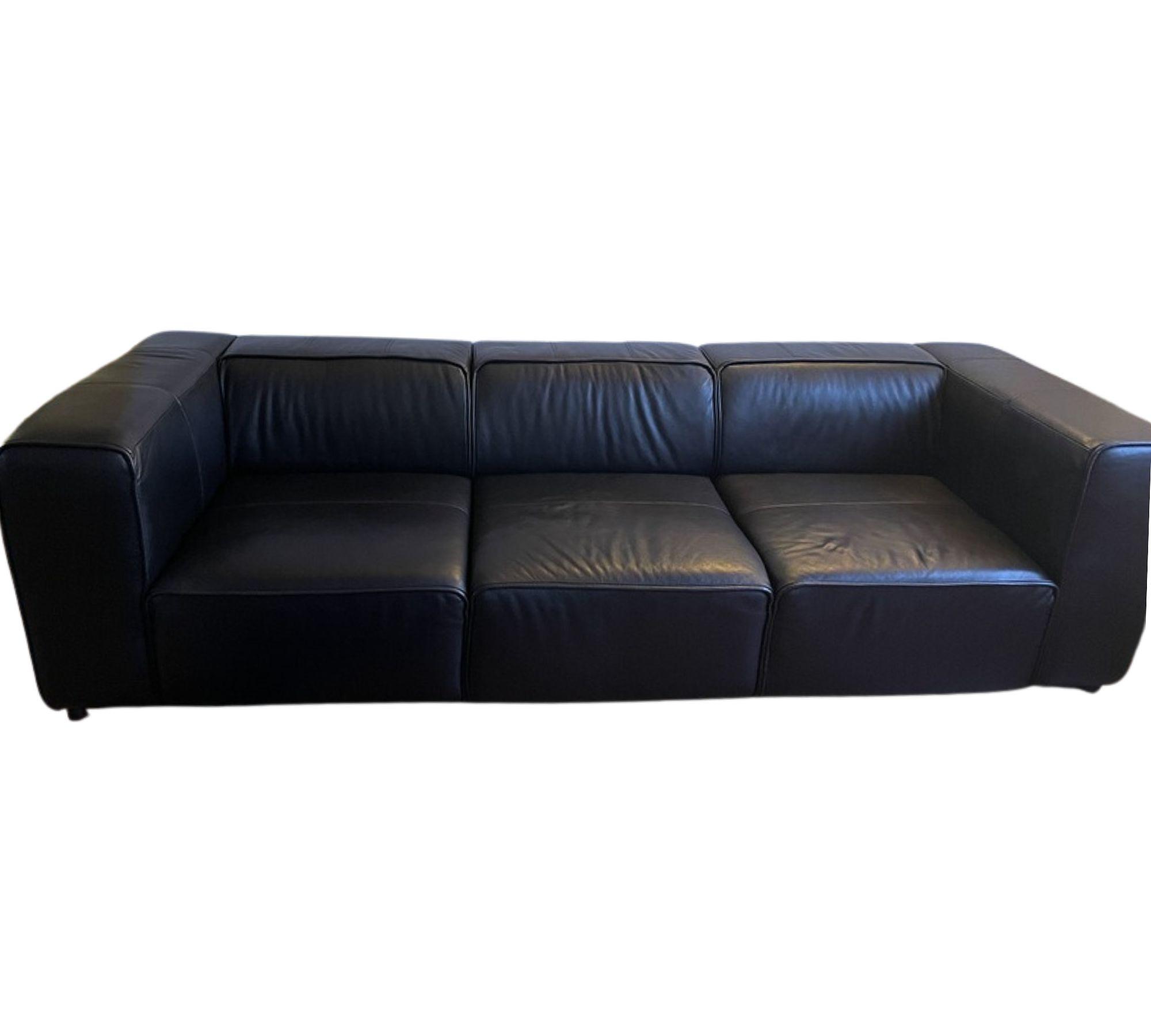 Carmo Sofa 3-Sitzer Leder Schwarz 0
