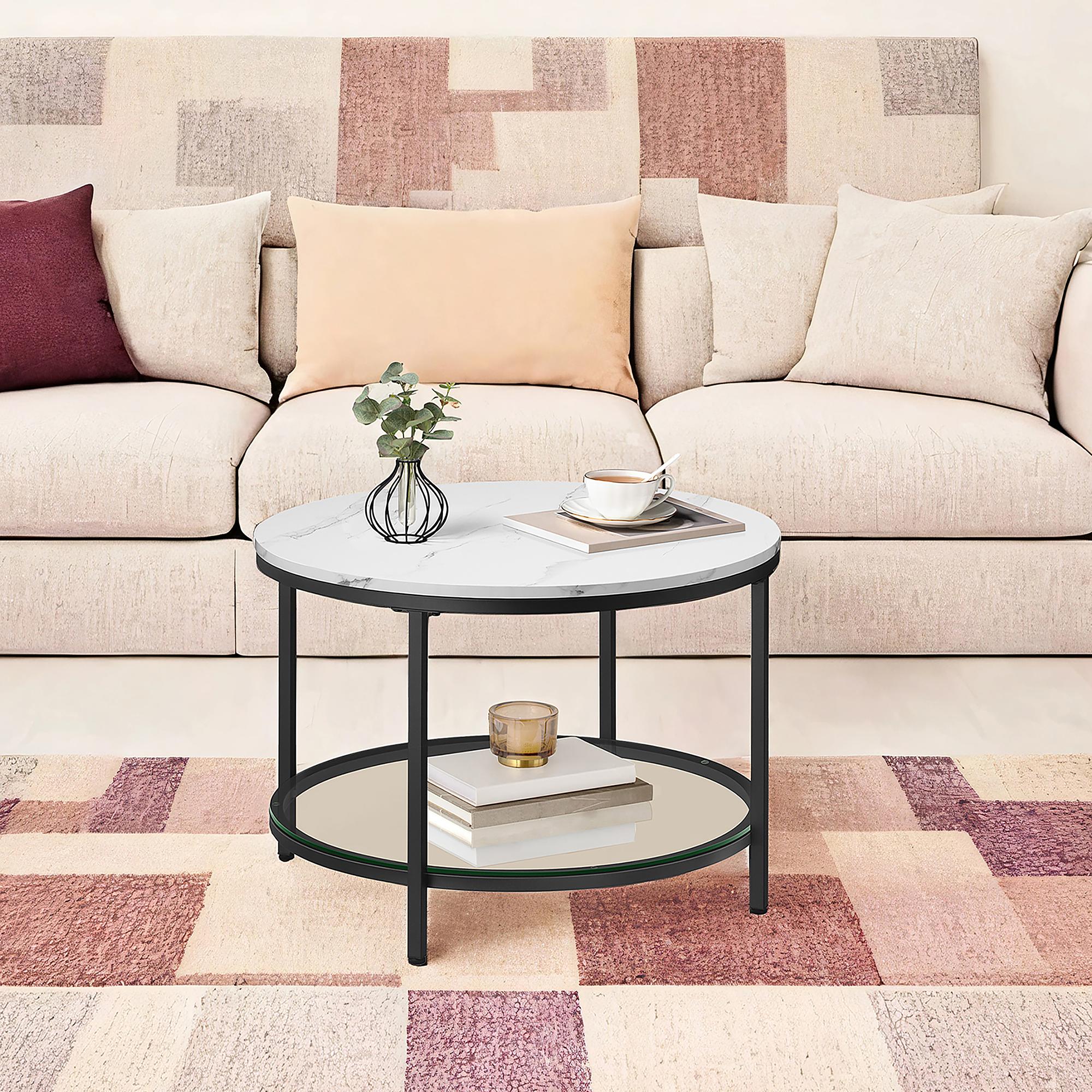 Chongu Coffee Table Marble White Decor Black Ø65cm 3