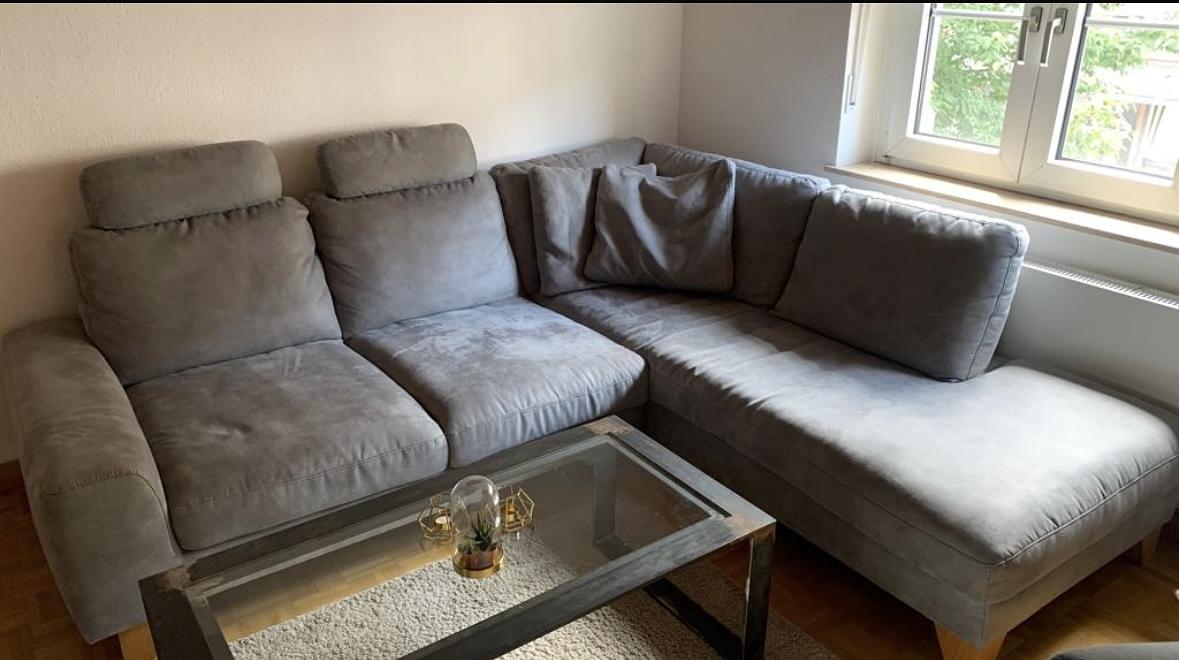 Ecksofa Polyester Grau 1