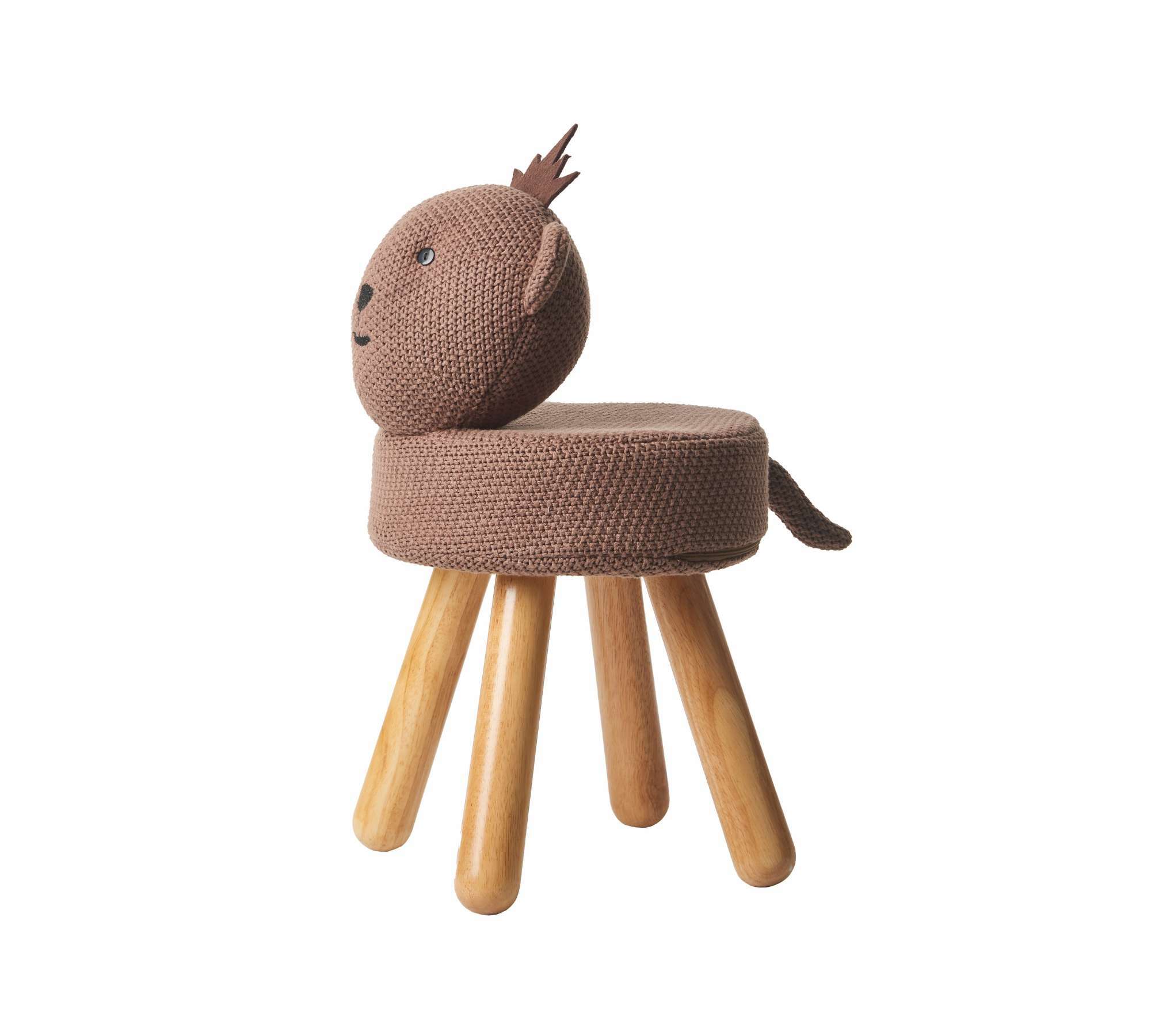 Yogui Kinderhocker Baumwolle Holz Braun 2