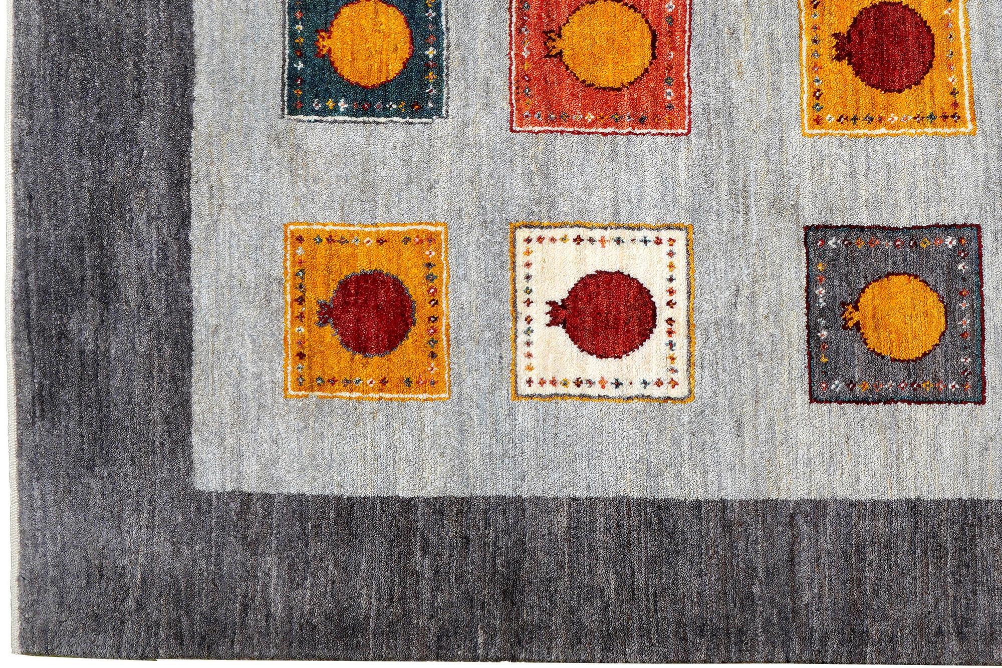 Rizbaf Gabbeh-Teppich Wolle Grau 1