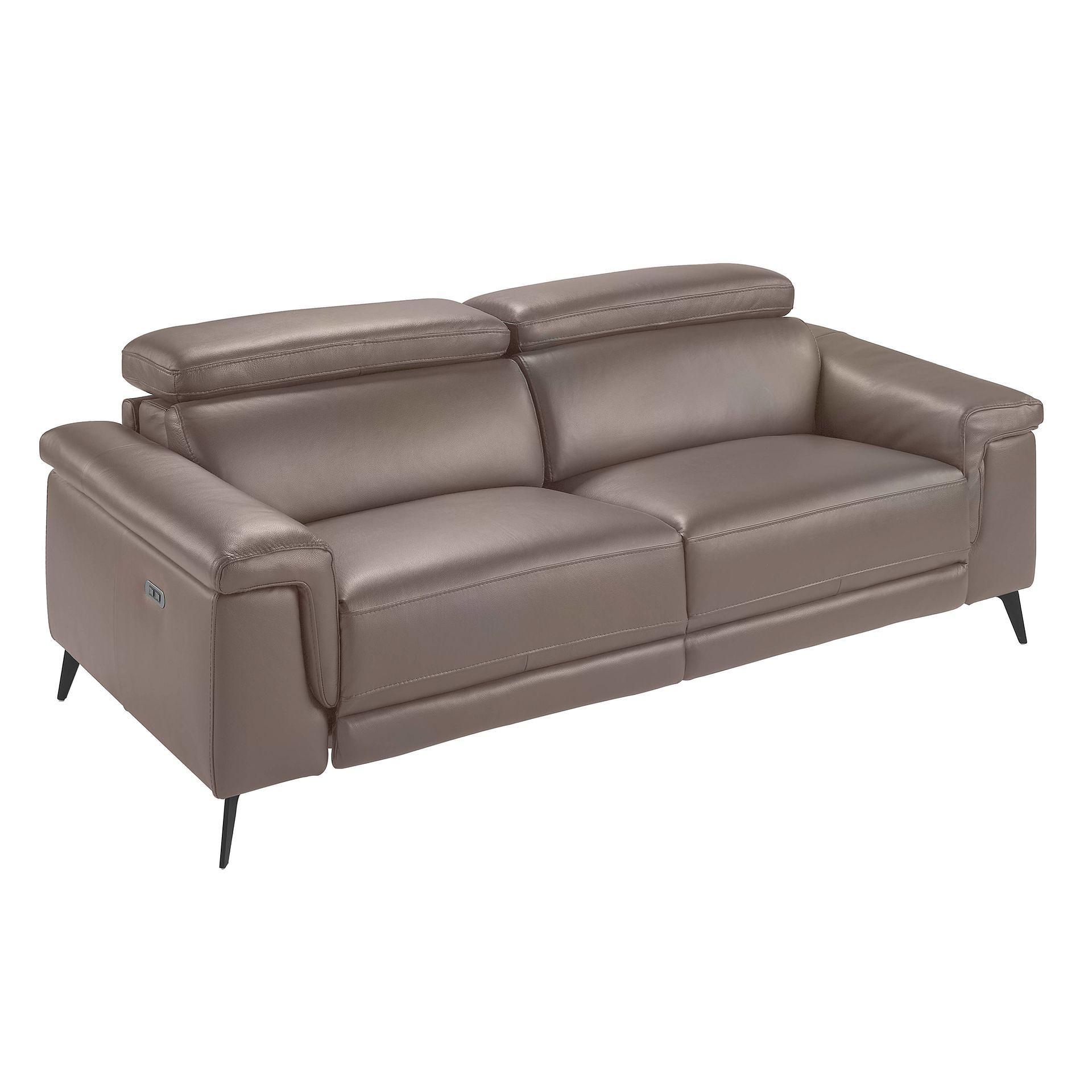 Divano 3 posti 6105 con sistema relax pelle taupe 1