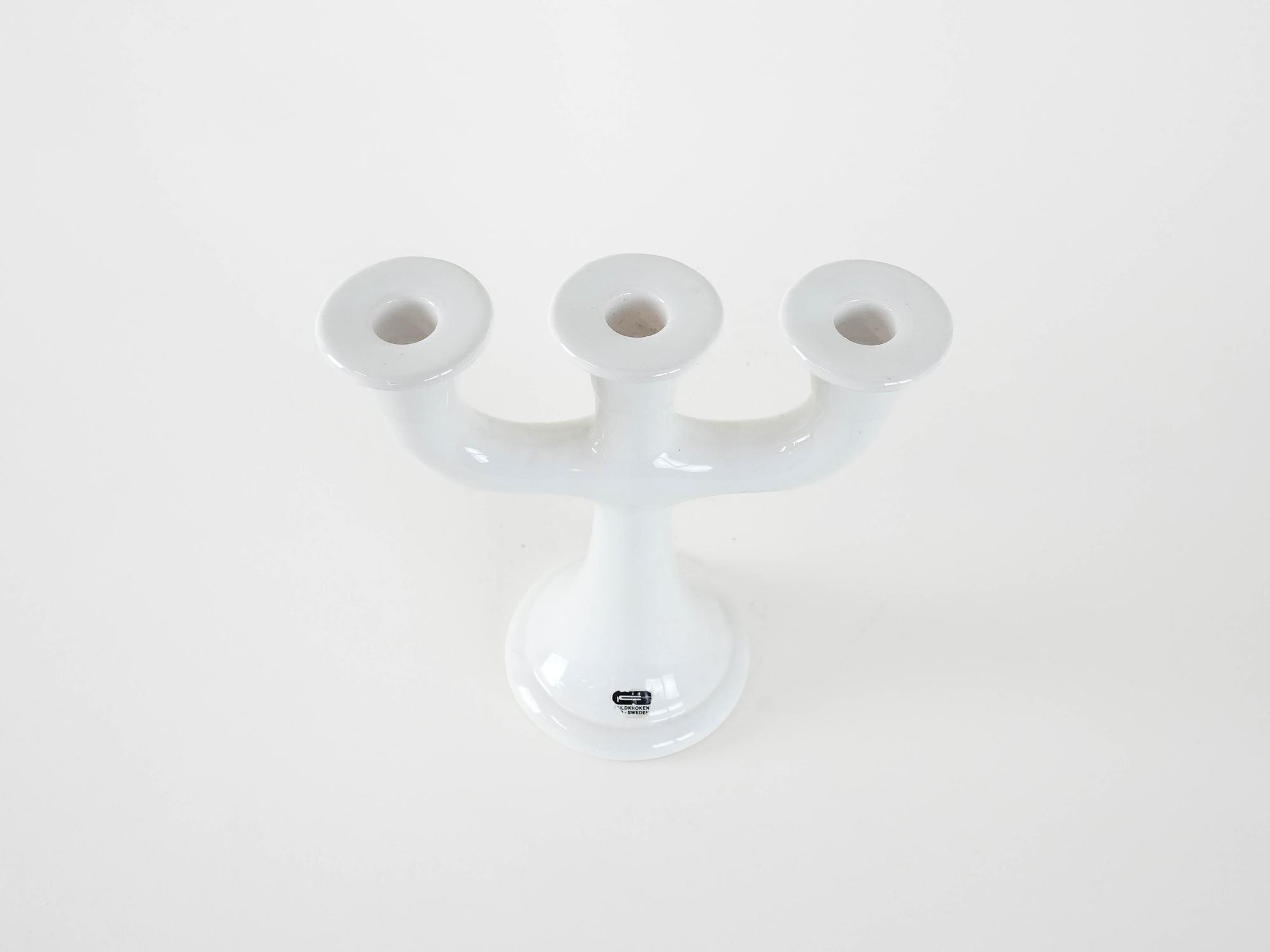 Candlestick Ceramic White 1970s 4