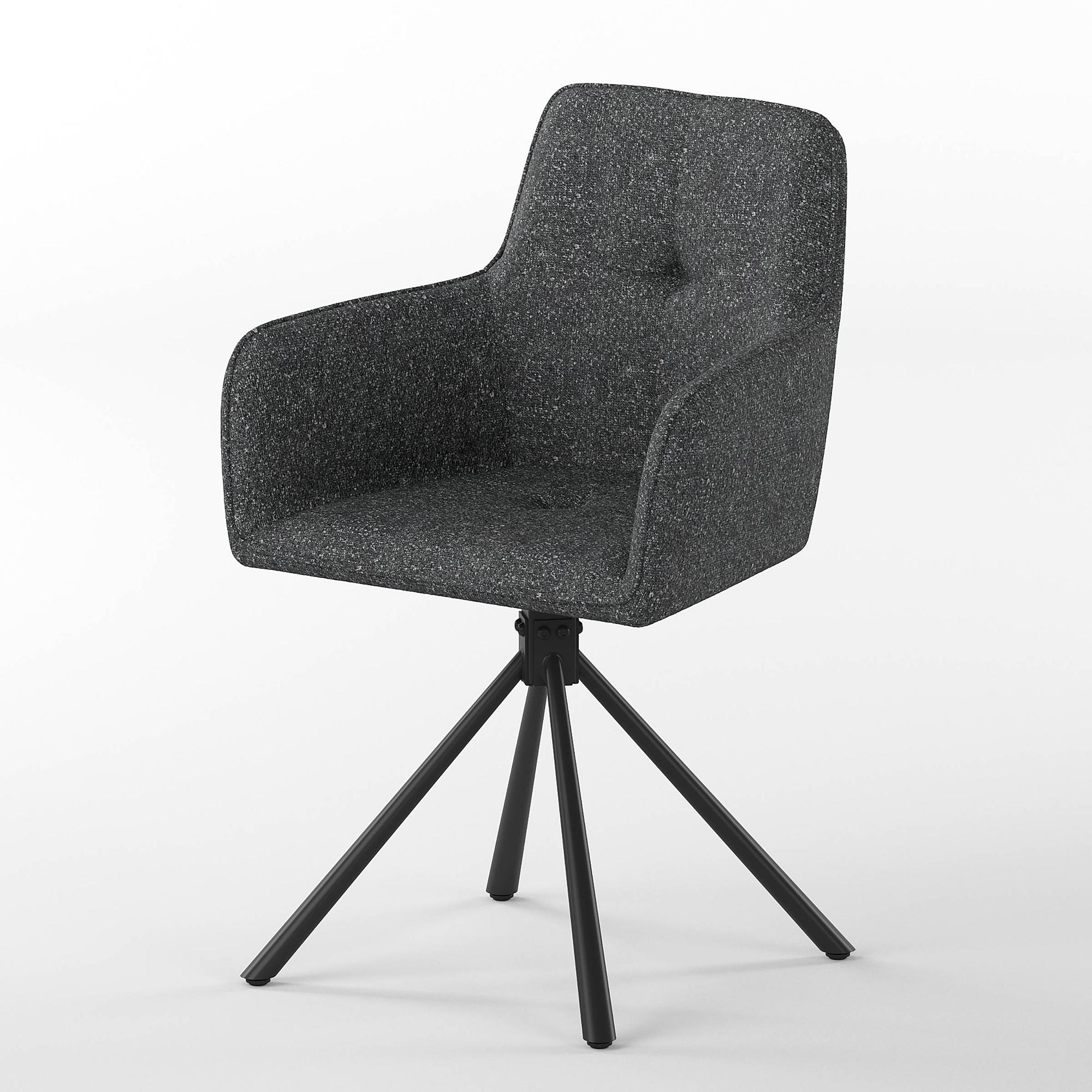 Garden chair Zenari set of 2 steel woven fabric black grey 2